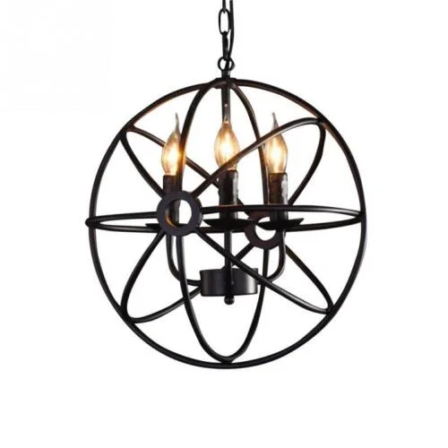 KPIBEST 3-Light Orb Chandelier, Black Globe Pendant Light Fixtures, Industrial Sphere Pendant Lighting Over Island