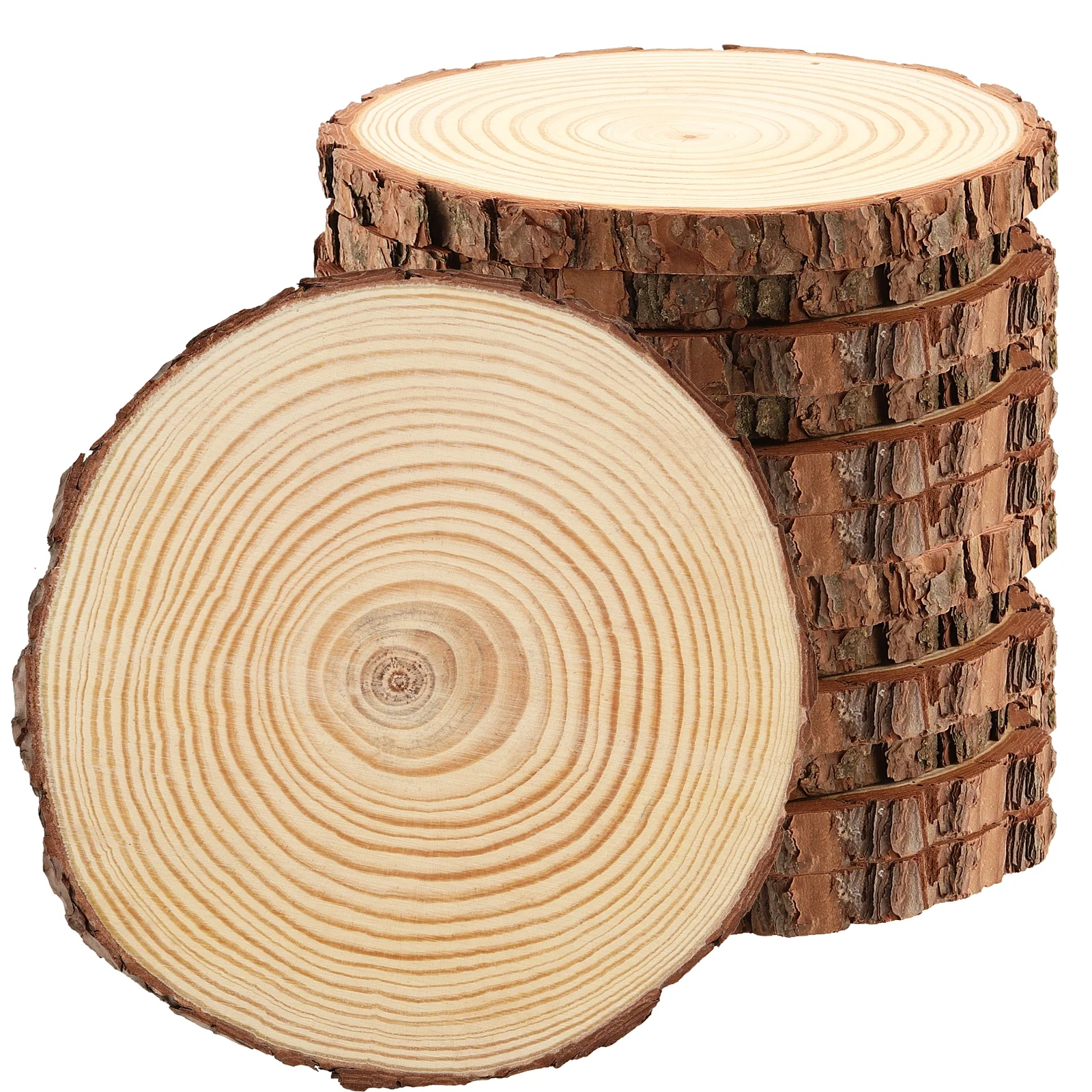 SEUNMUK 12 Pcs 6-7 inch Craft Wood Slices, Unfinished Natural Wooden Log Discs for DIY Craft, Painting, Coasters