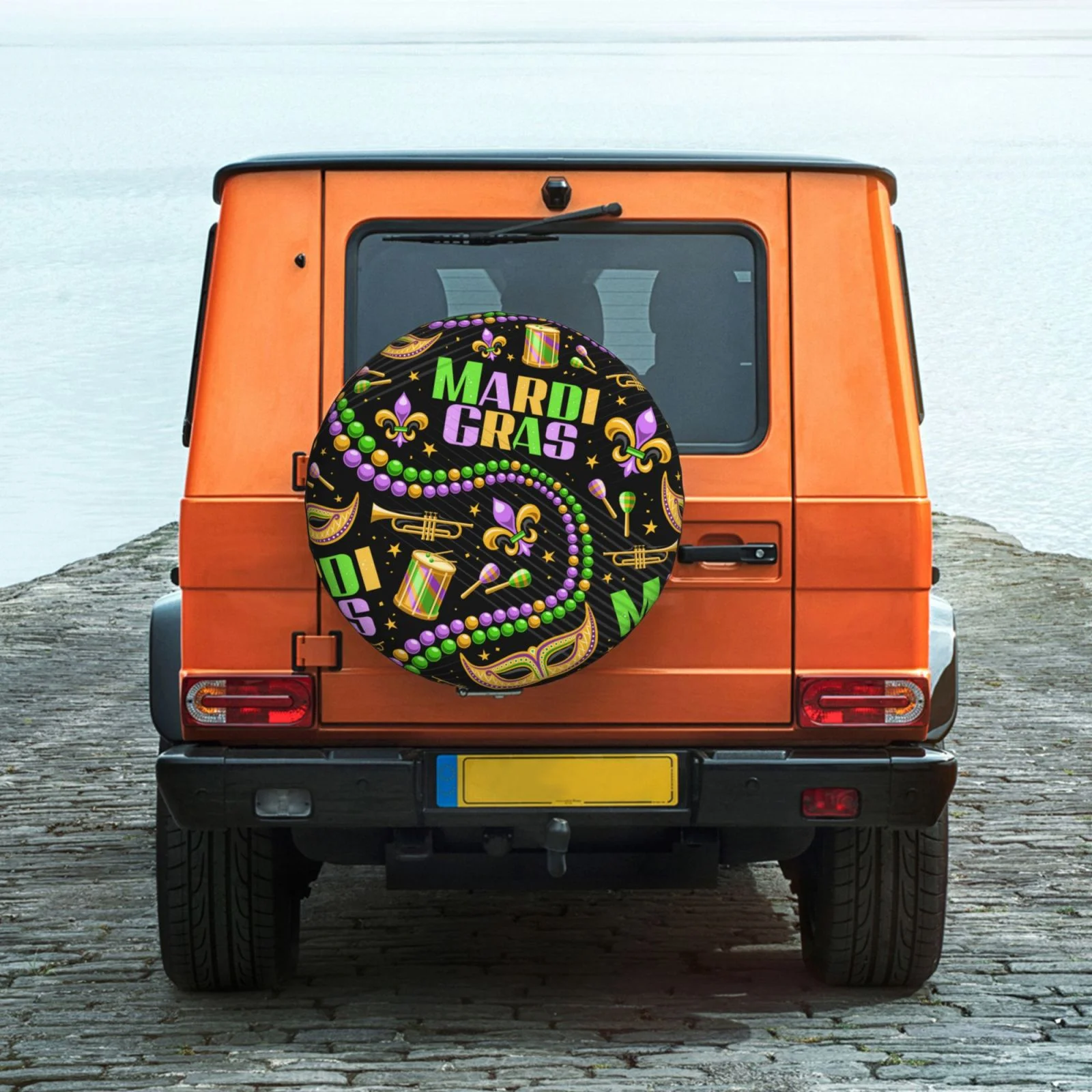 Easygdp Mardi Gras3 Wheel Sun Guard, Spare Tire Cover,Universal Trailer Suv Truck Camper Travel,Easy To Install And Remove -14 Inch