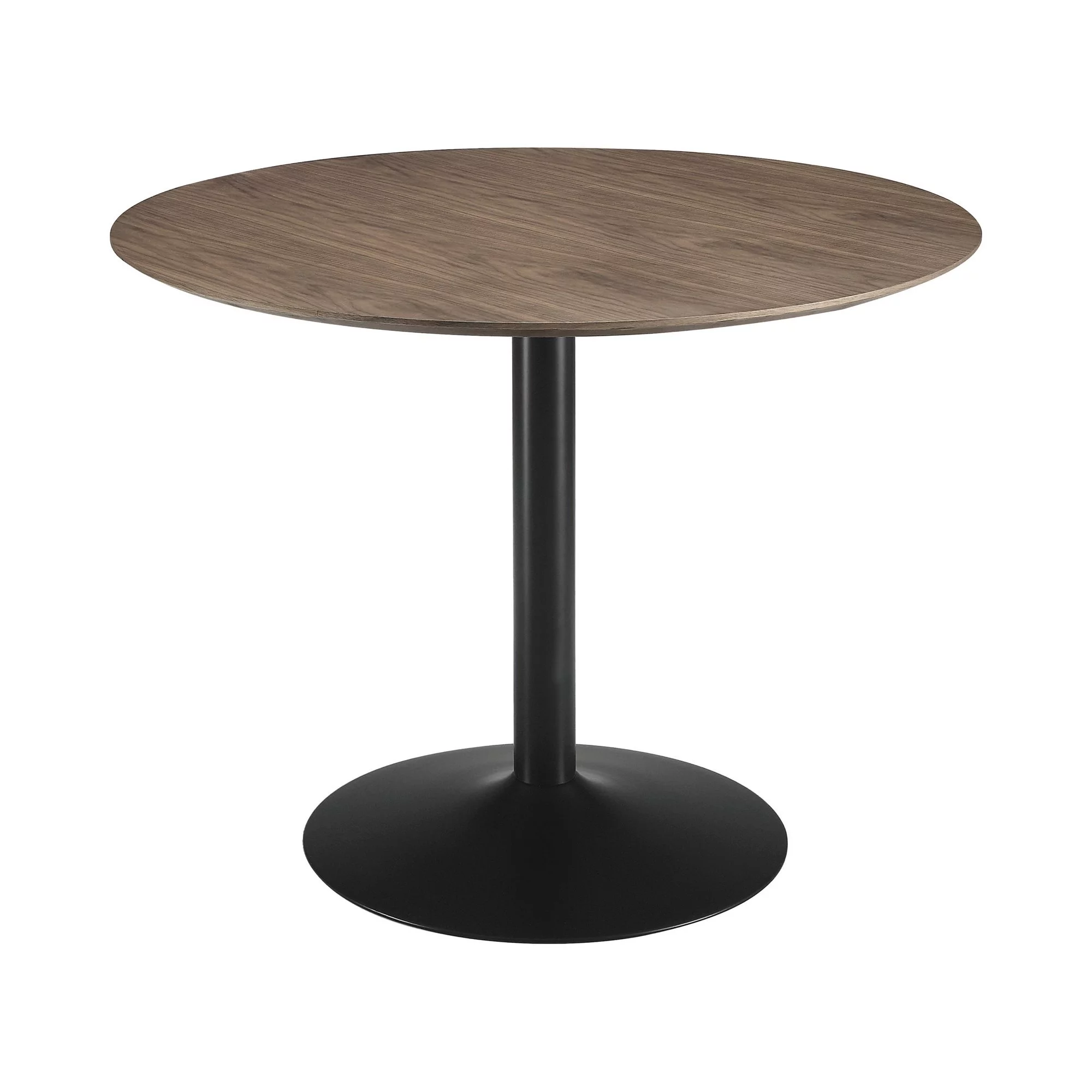 30 Inch Round Wooden Top Modern Dining Table, Black and Brown