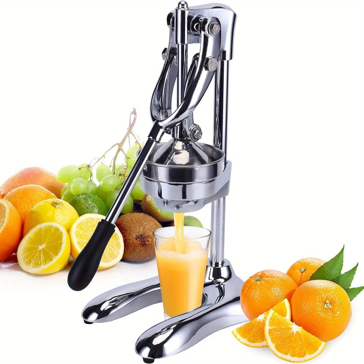 Manual Orange Juicer, Aluminum Alloy Professional Citrus Juicer, Heavy Duty Orange Juice Squeezer, 304 Stainless Steel Orange Crusher Lemon Squeezer