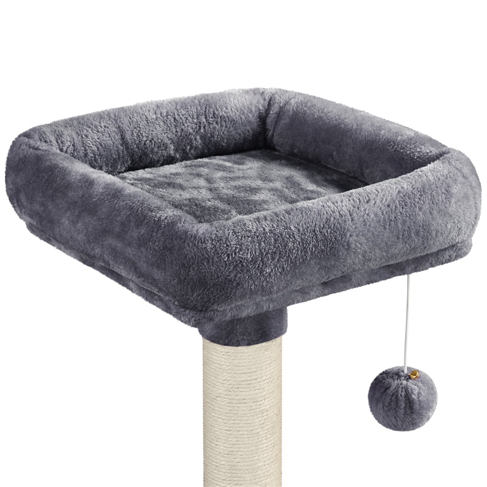 Topeakmart 60.5-in Multilevel Cat Tree Condo Scratching Posts with Hammock Top Perch, Dark Gray