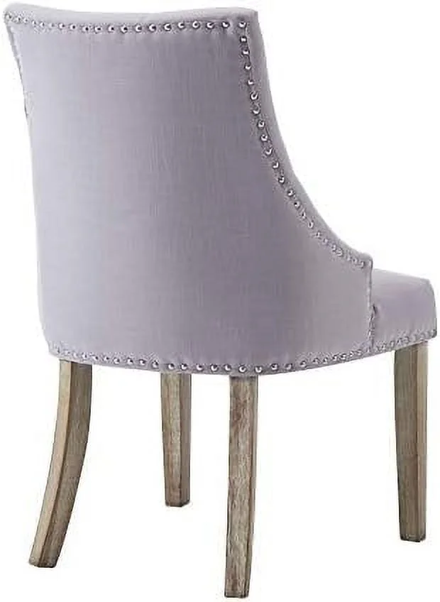 TJUNBOLIFE Dining Chair Beige Fabric Leisure Padded Ring Chair  Nailed Trim