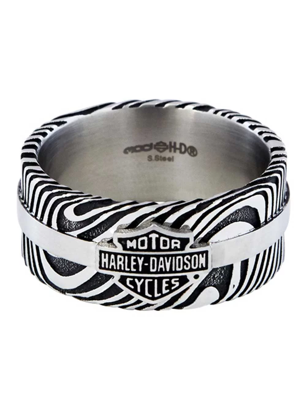 Harley-Davidson Men's Driftwood B&S Logo Ring Band, Stainless Steel HSR0078 (10), Harley Davidson