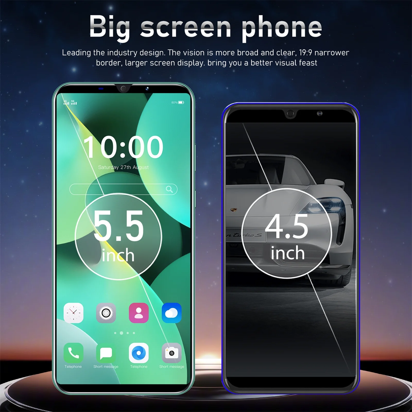 5.0-inch HD+ Ram1Gb+Rom8Gb M6 Pro dual SIM 3G smartphone 2000mAh face unlock Android phone Green