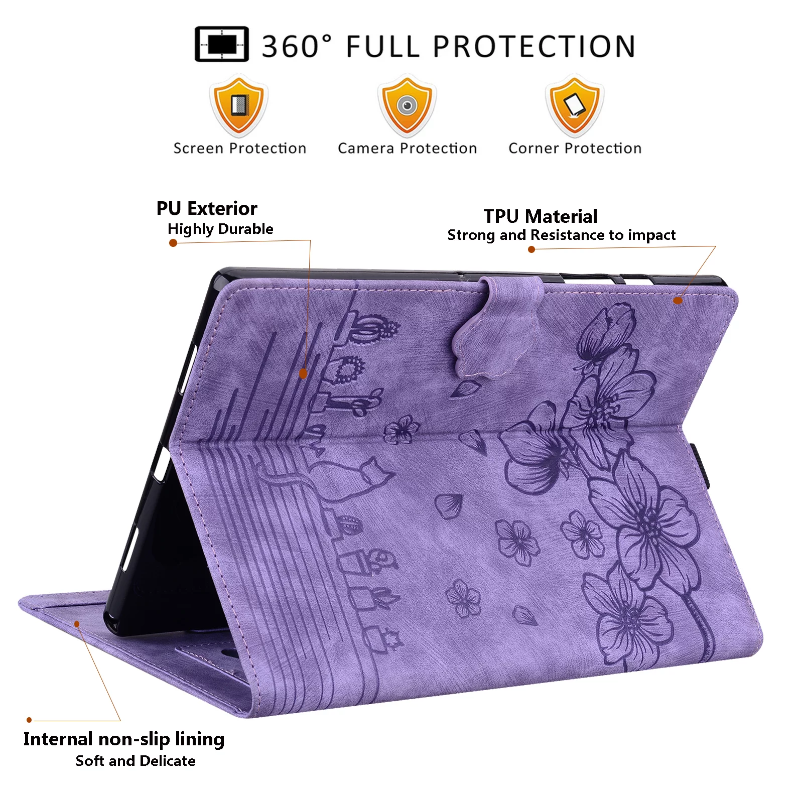 Swarich Cases for iPad 6th/5th Generation 9.7 Inch 2018/2017 iPad Air 2 & 1 Case, Premium PU Leather Business Folding Cover with Auto Wake/Sleep Multiple Viewing Angles for iPad Air 2nd/1st Gen,Purple