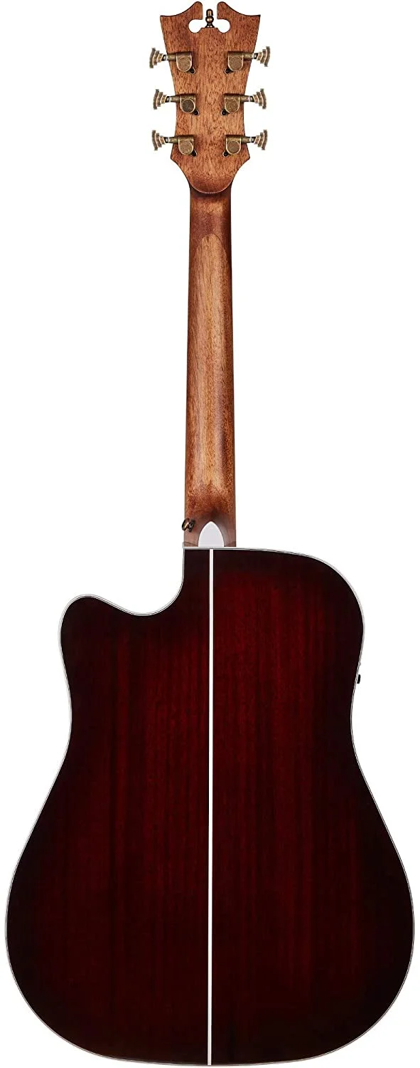 D'Angelico Electro 6 String Acoustic-Electric Guitar, Right, Trans Black Cherry Burst