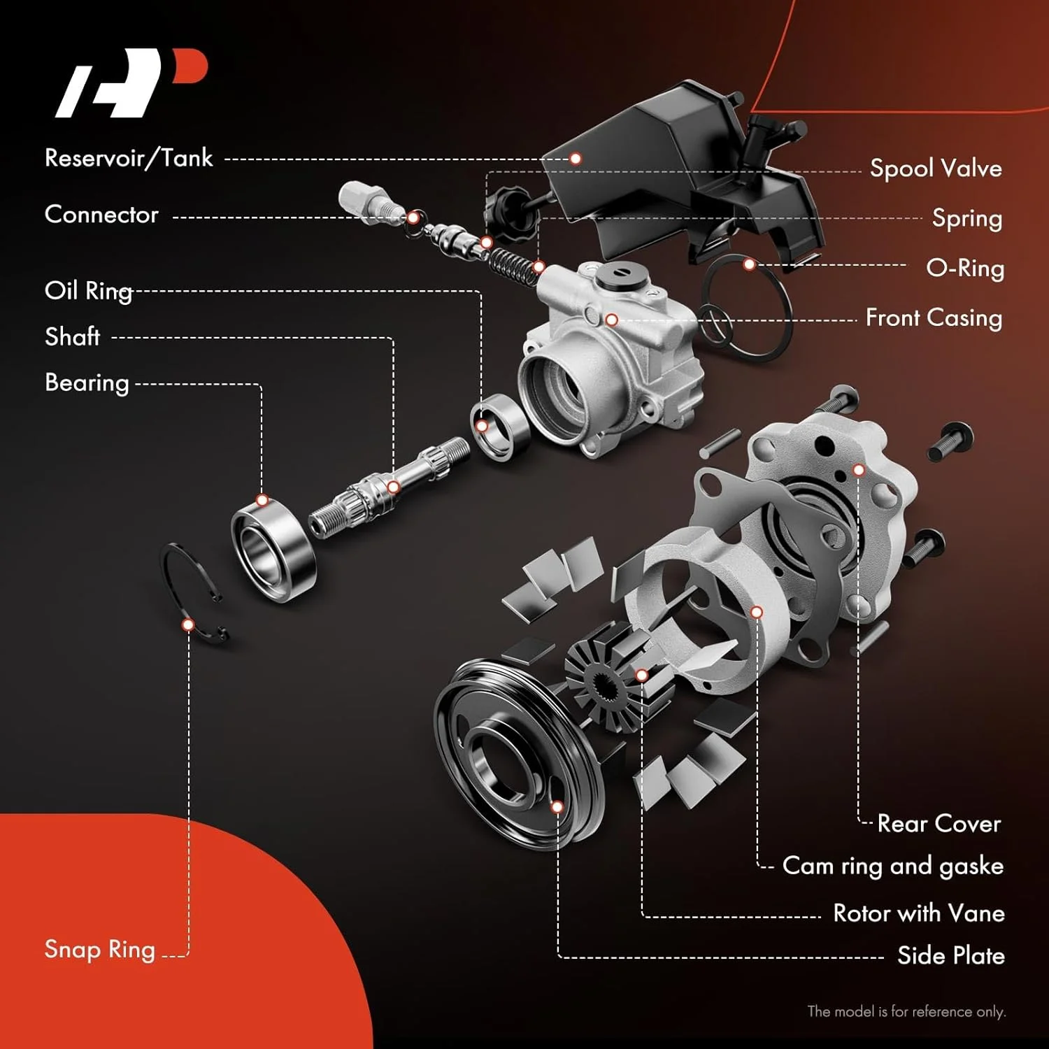 A-Premium Power Steering Pump with Reservoir Compatible with Town & Country Voyager Dodge Caravan Plymouth Grand Voyager 1996-2000