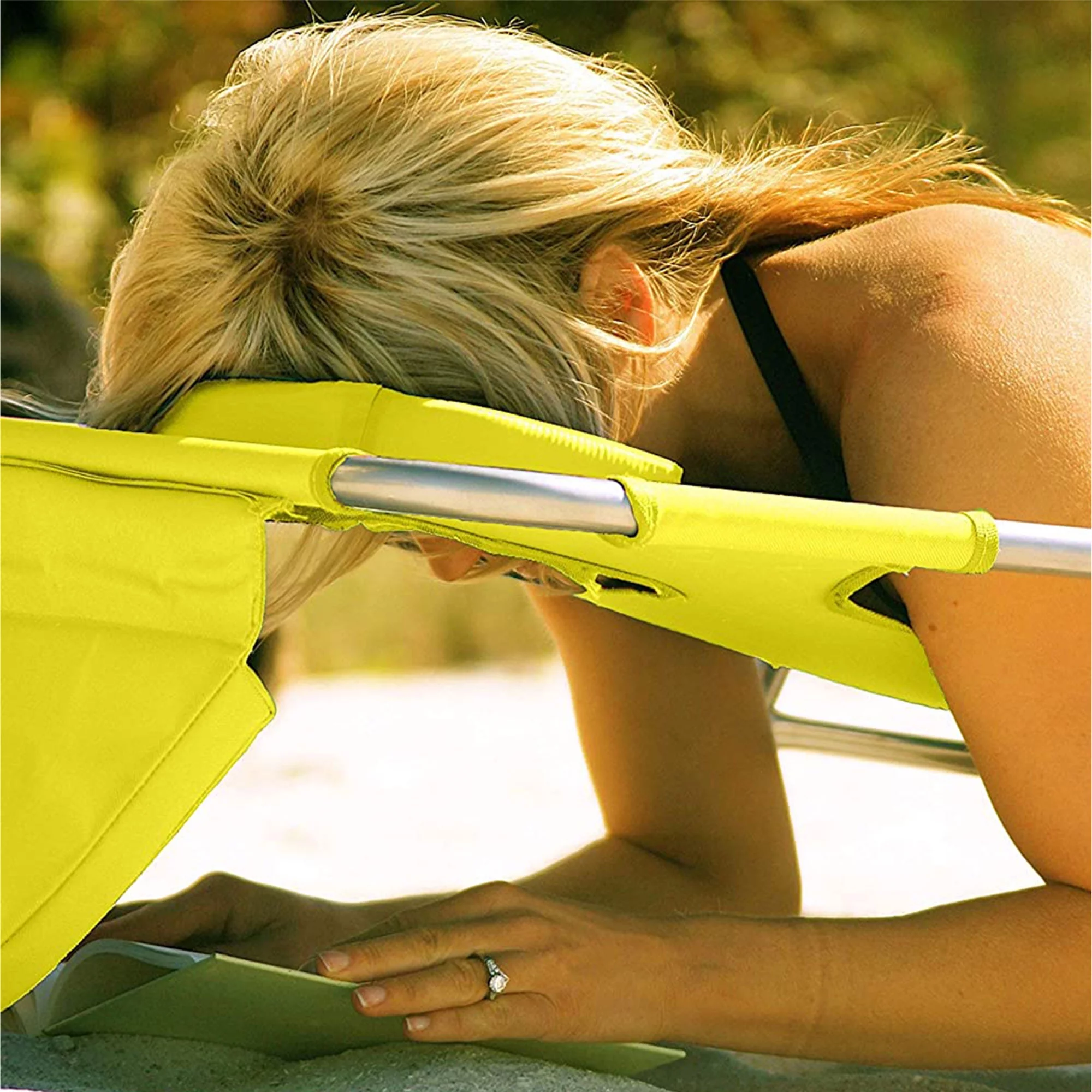 Ostrich On Your Back Reclining Chair & Chaise Folding Beach Lounger, Green