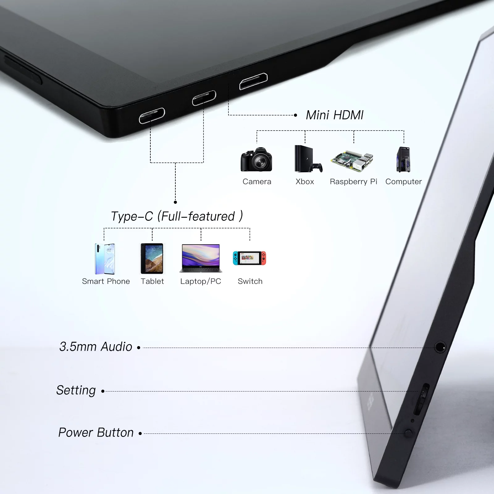 REHISK 15.6 inch IPS Portable Monitor FHD 1080P Laptop Monitor 100% SRGB with HDMI USB C Gaming Monitor