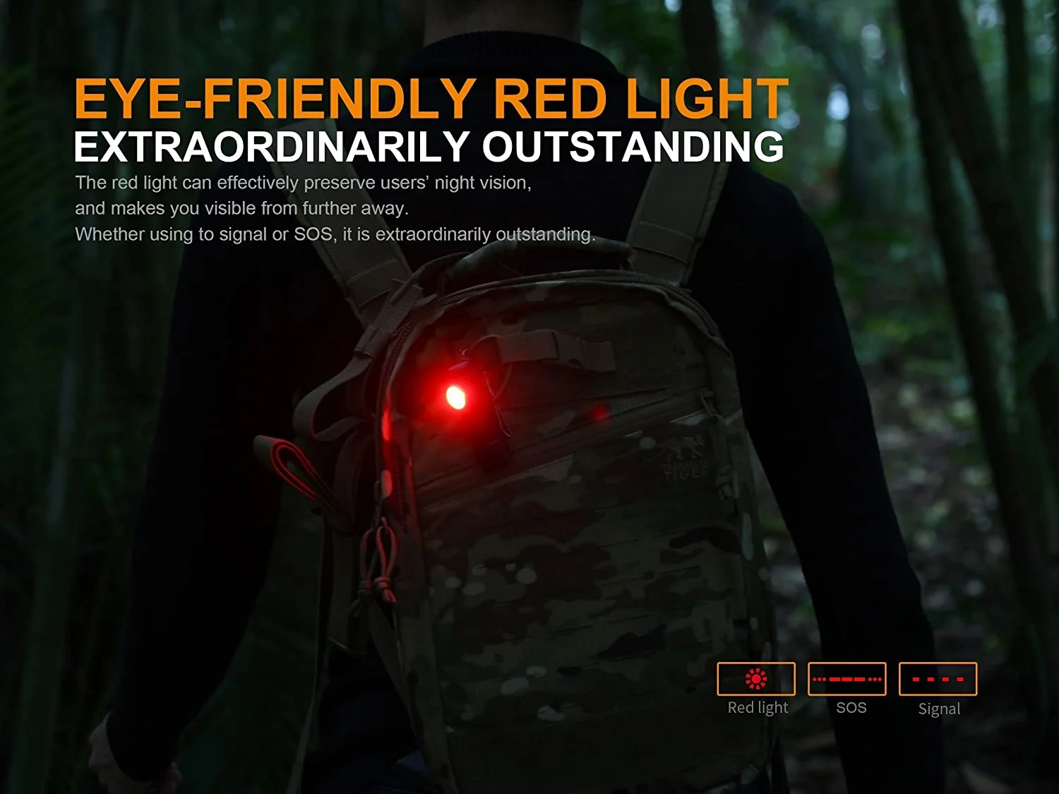 Fenix LD15R Right-Angle Flashlight, 500 Lumen Rechargeable White & Red LEDs Ultra Compact Mini Size, with Clip and LumenTac Organizer