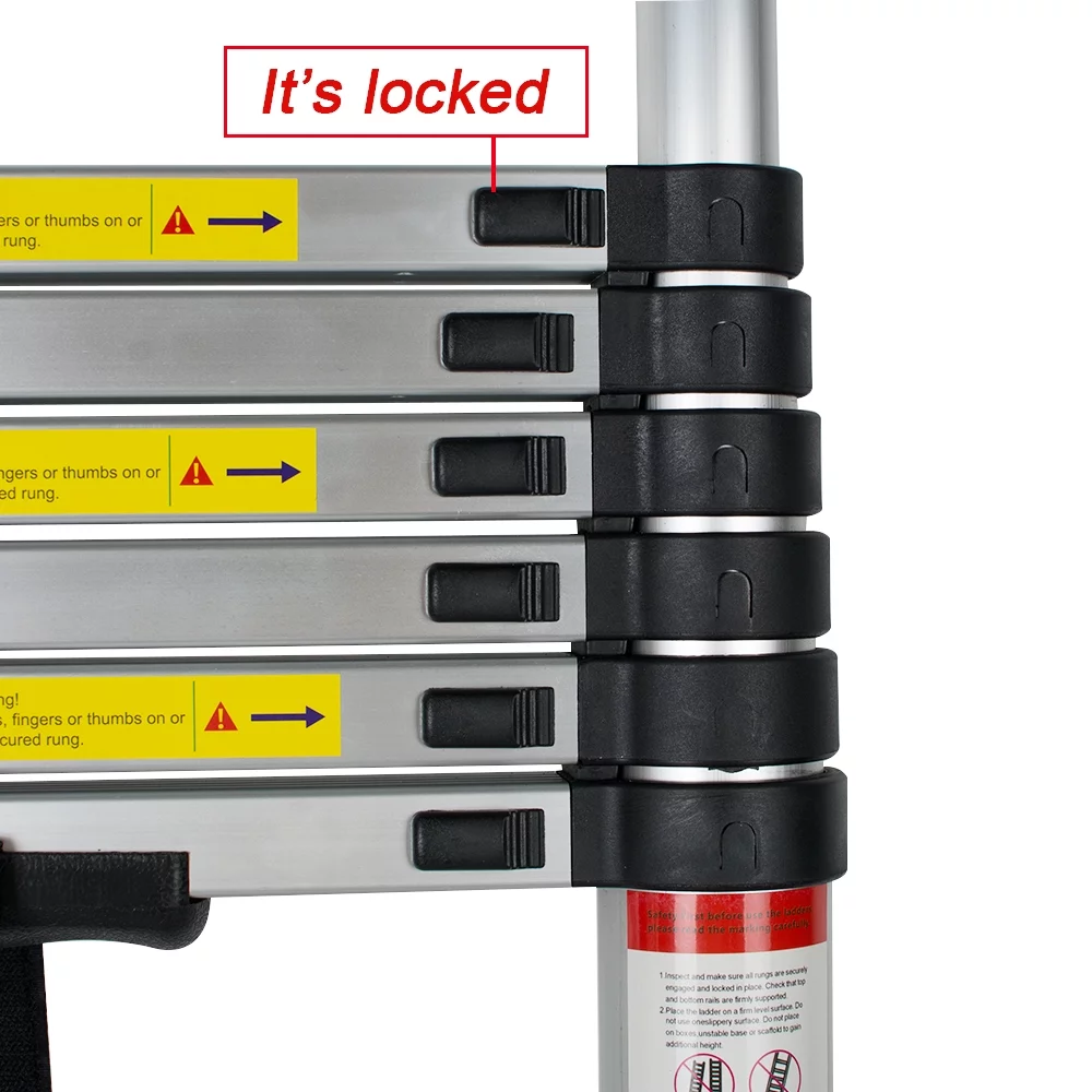 8.5FT Telescopic Ladder Extension Aluminum Ladder Folding Multi Purpose One-Button Retraction Non-Slip Ladder Load 330lbs