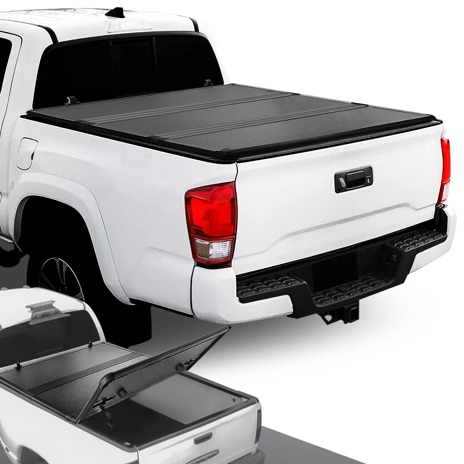 DNA Motoring TTC-HARD-058 For 2016 to 2021 toyota Tacoma Fleetside 5Ft Short Bed Hard Solid Tri Fold Tonneau Cover