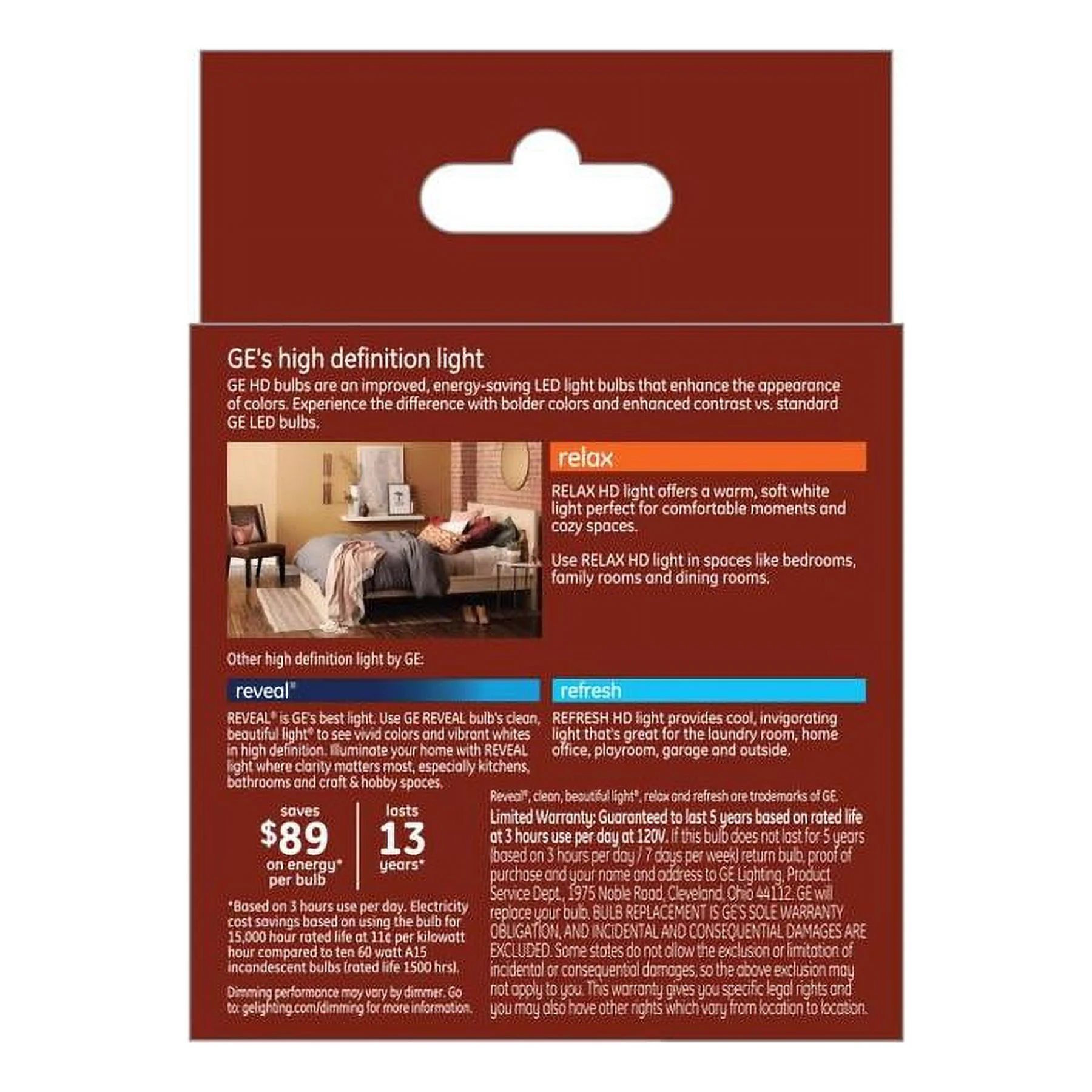 GE Relax 2-Pack 60 W Equivalent Dimmable Soft White A15 LED Light Fixture Light Bulb