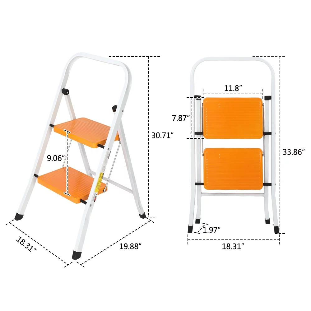 Zimtown Folding 2 Step Ladder Step Stool, for Household and Office Use, 330lbs Capacity