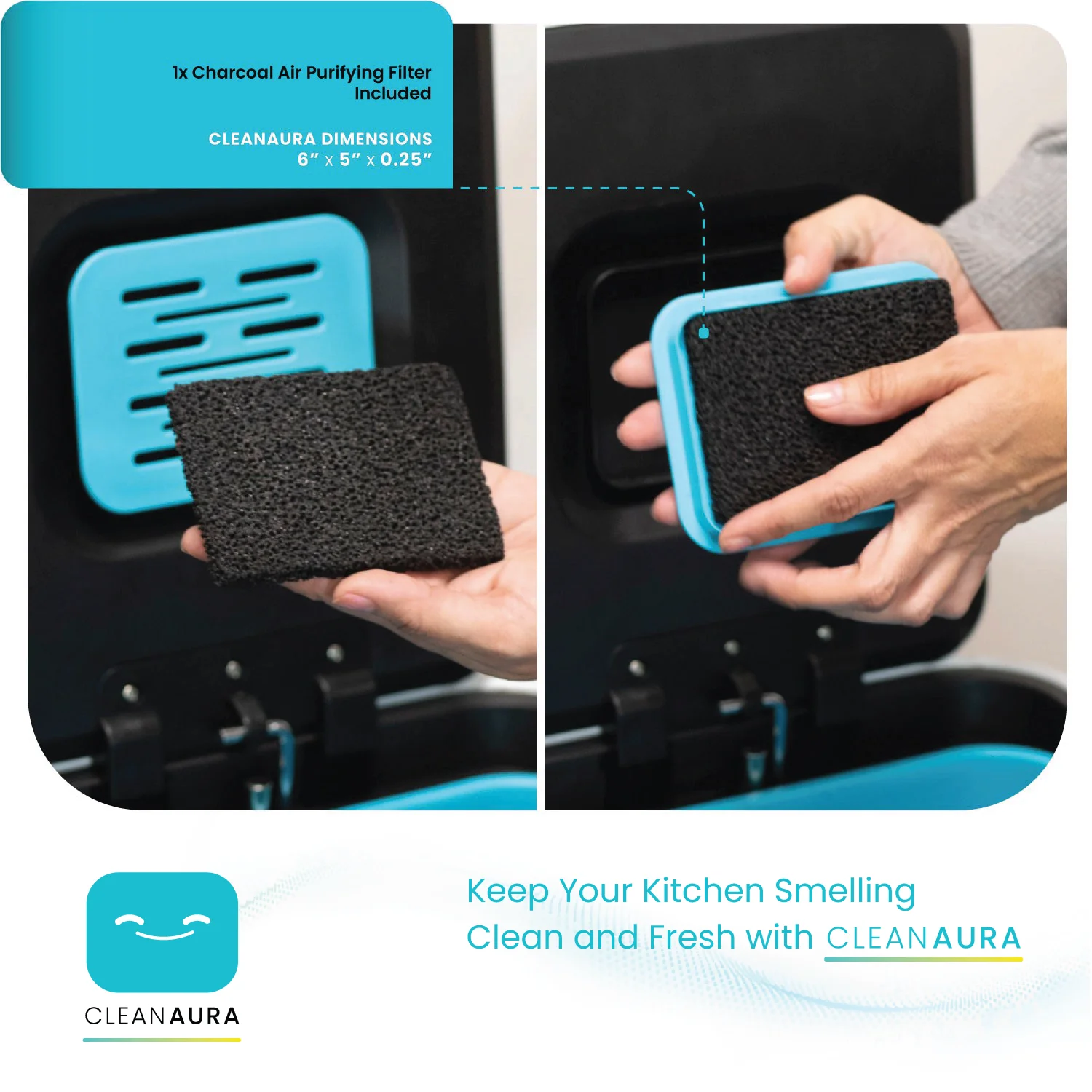 Home Zone Living 18.5 gal Kitchen Garbage Can with Cleanaura Pack, White