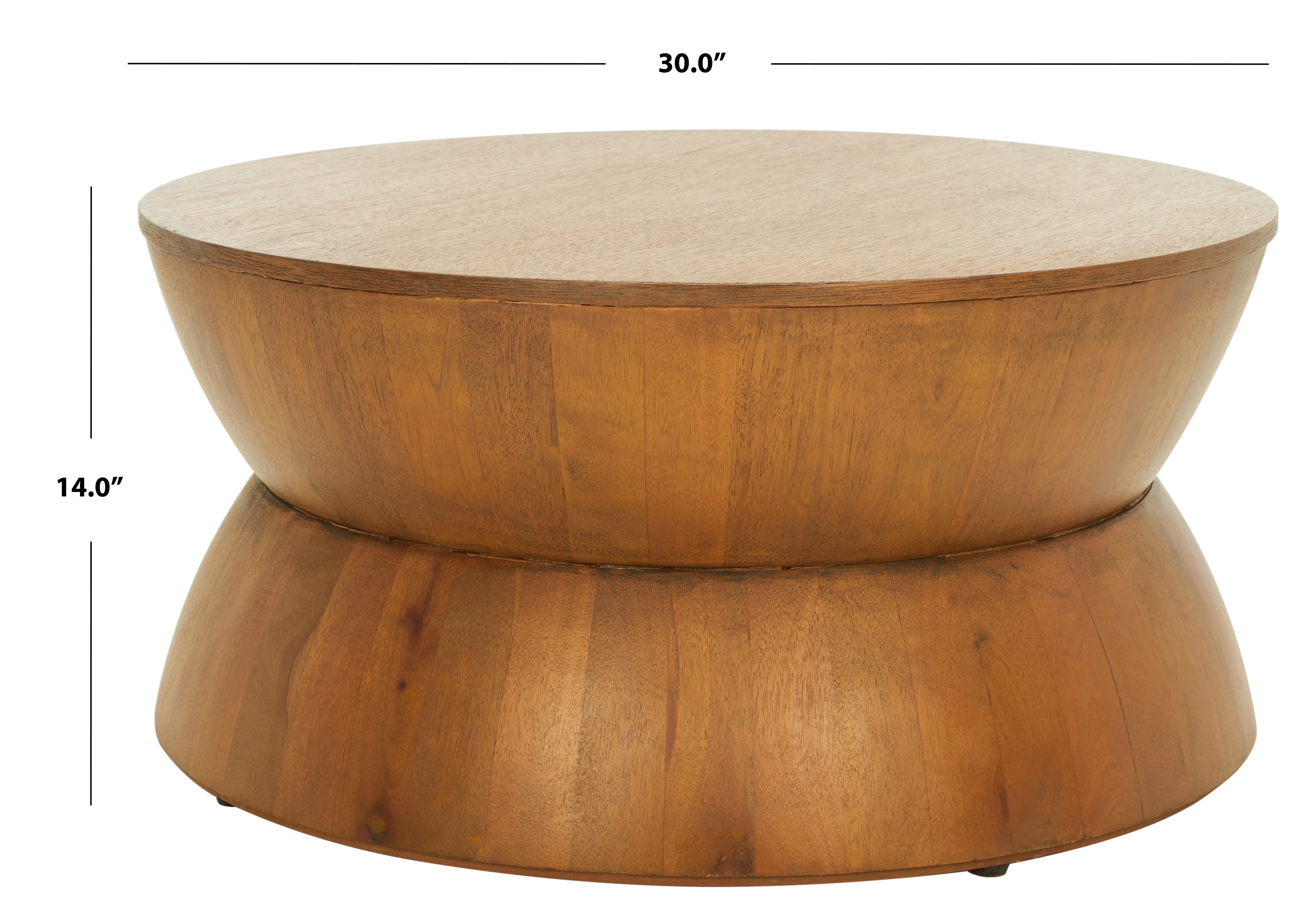 SAFAVIEH Alecto Modern Natural Finish Round Wood Coffee Table (30 in. W x 30 in. D x 14 in. H)