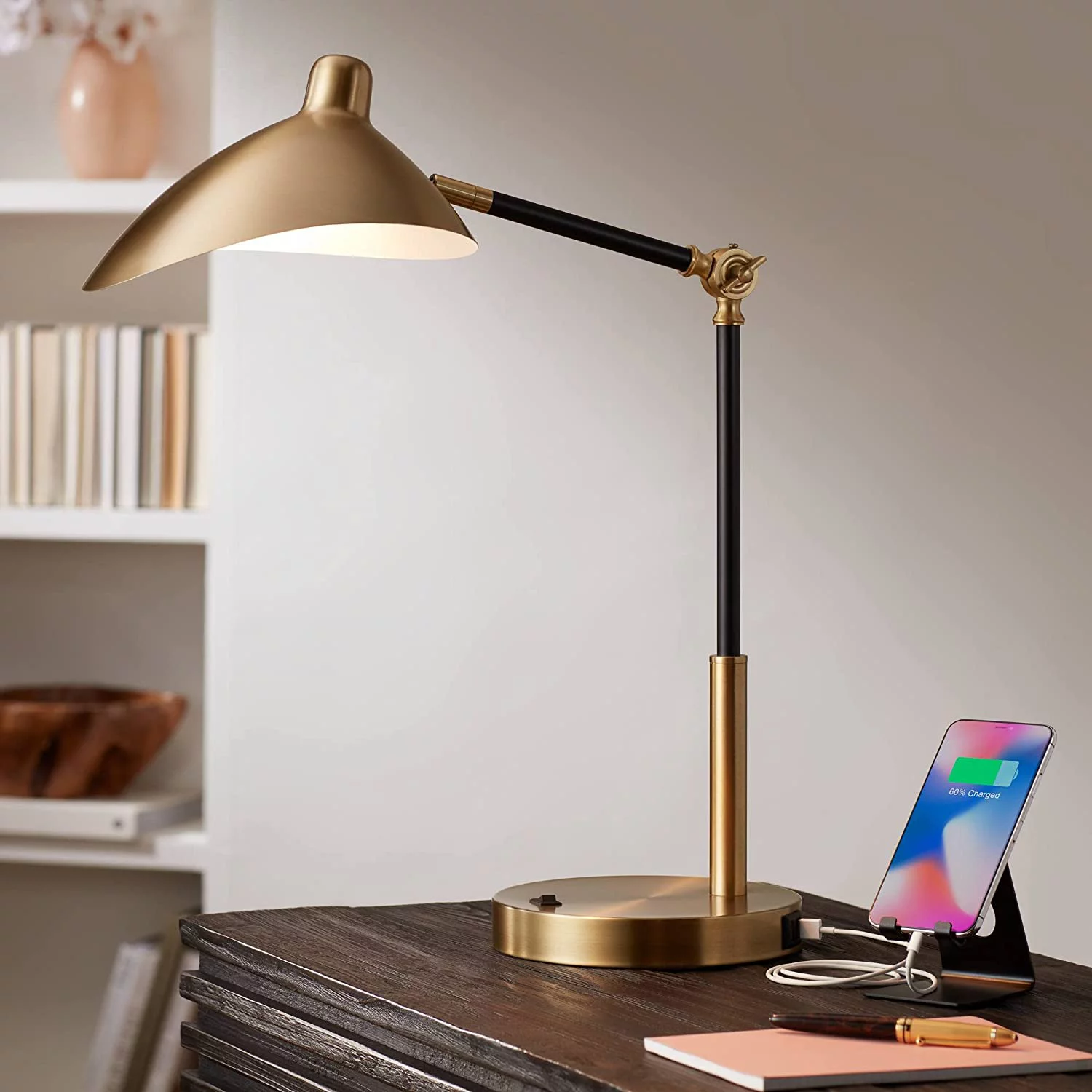 360 Lighting Colborne Mid Century Modern Industrial Desk Table Lamp LED with USB Charging Port 28