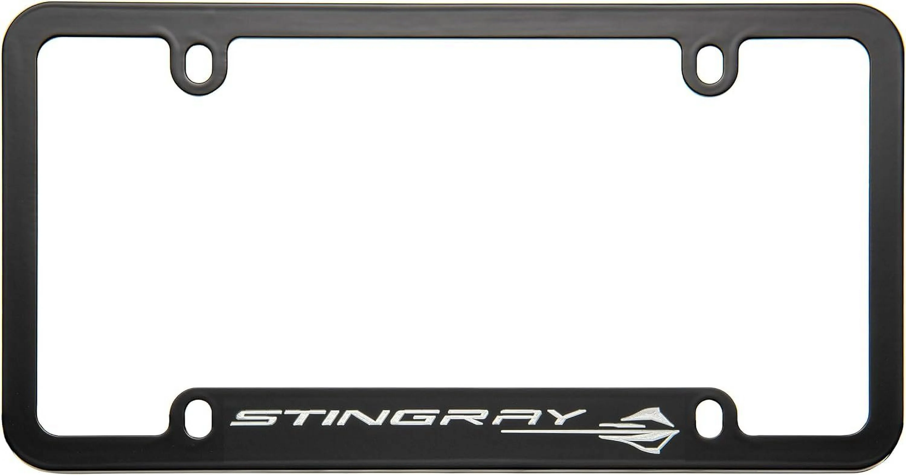 C8 Corvette Stingray License Plate Frame Black Metal - Notched with 4 Mounting Holes
