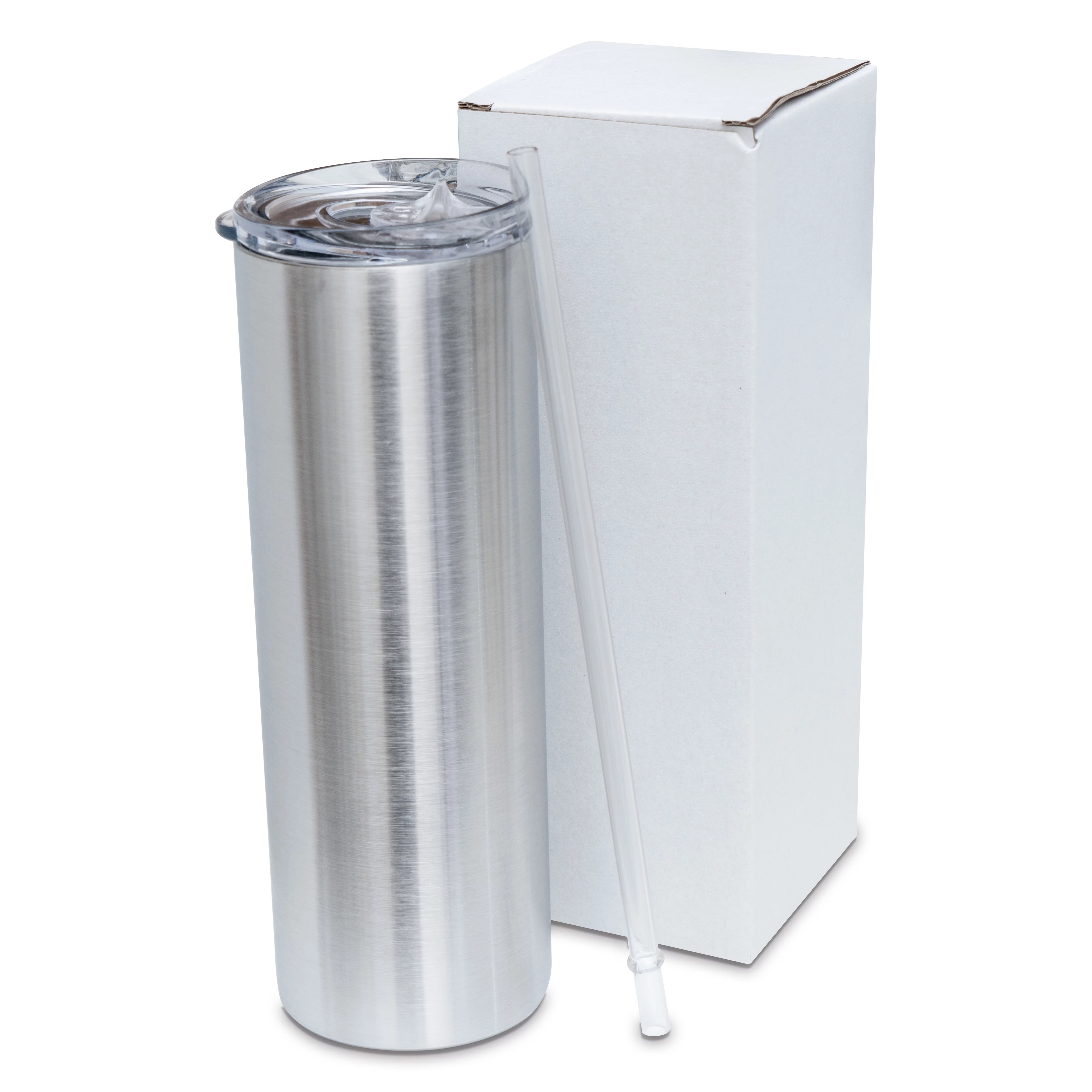 Makerflo Destash 30 Oz, 25 Pack Skinny Insulated Tumblers, Stainless Steel, Silver