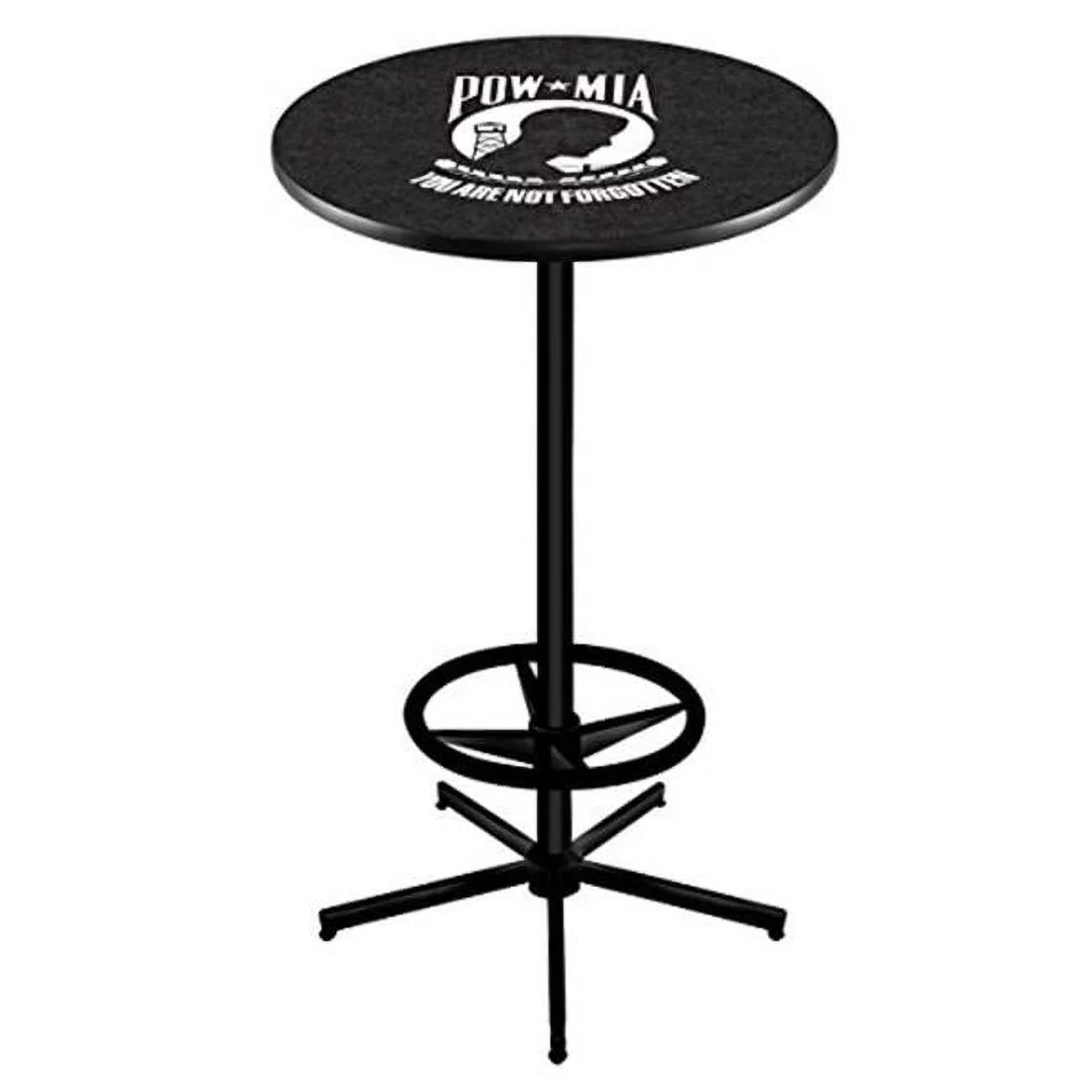L216 POW/MIA 42in. Tall - 30in. Top Pub Table with Black Wrinkle Finish