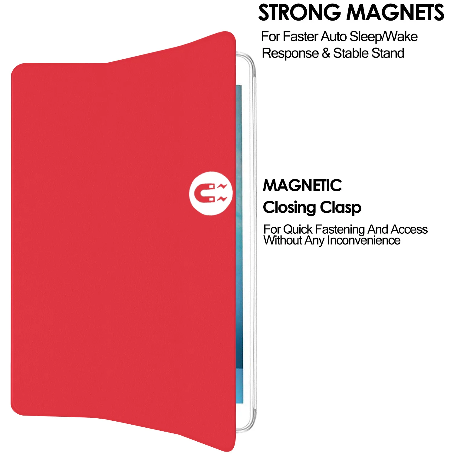 iPad Air 1st 2nd 9.7 5th 6th Inch [ Air 1 2 iPad 5 6 ] A1893 A1822 A1566 A1893 A1822 A1566 MD785LL/A MD788LL/A MD786LL/A MD789LL/A MD787LL/A MD790LL/A Cover with Clear Transparent Back Shell - Red