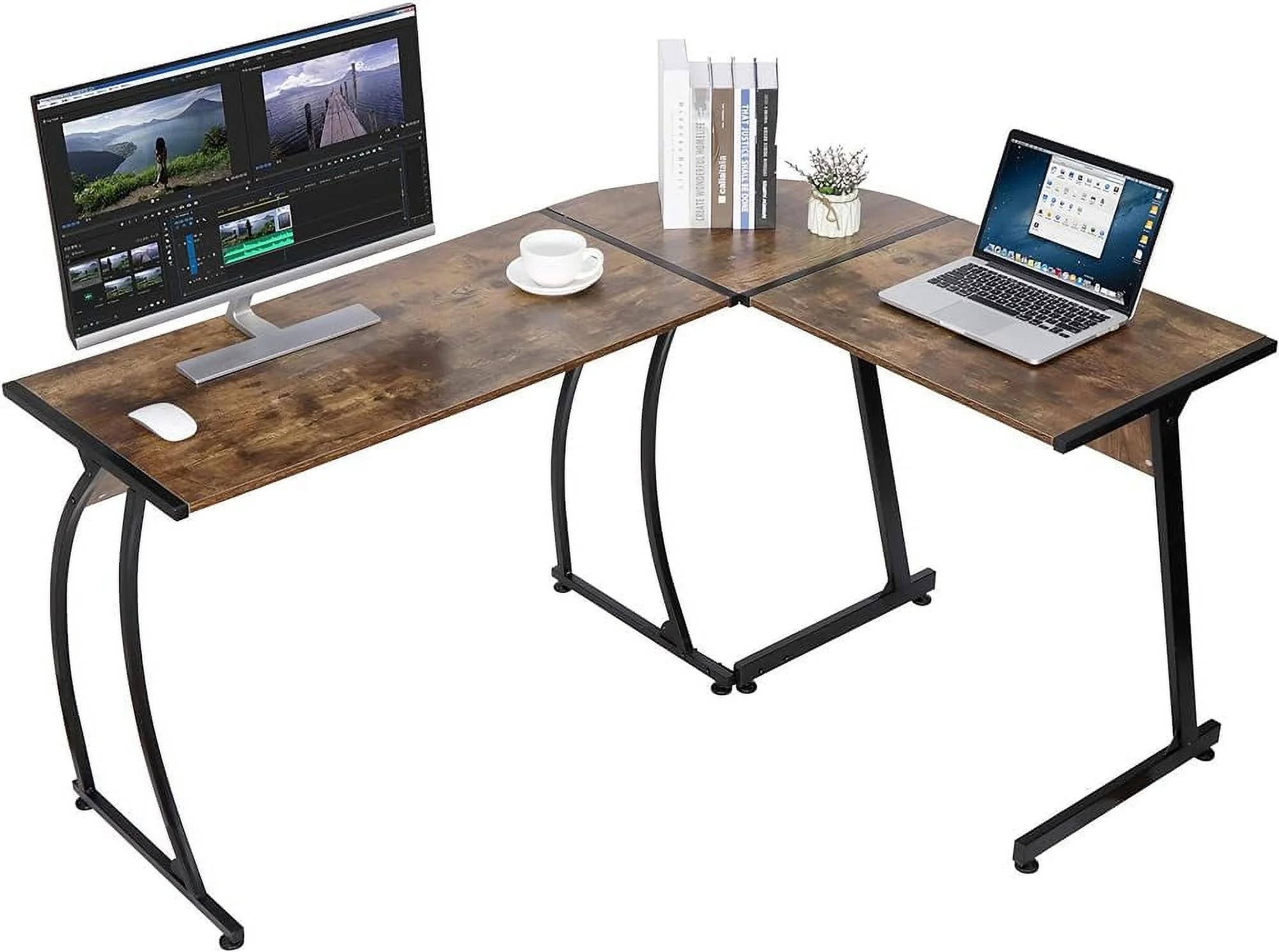 HYHBIBOOM 58'' L-Shaped Gaming Desk Computer Corner Desk Reversible  Home Office Desk PC Workstation Study Writing Desk Wood & Steel