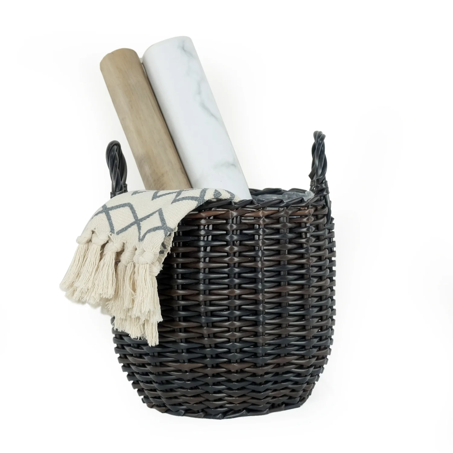 DremFaryoyo 3-Pack Wicker Multi-purposes Basket with Handle - Planter Basket - Natural