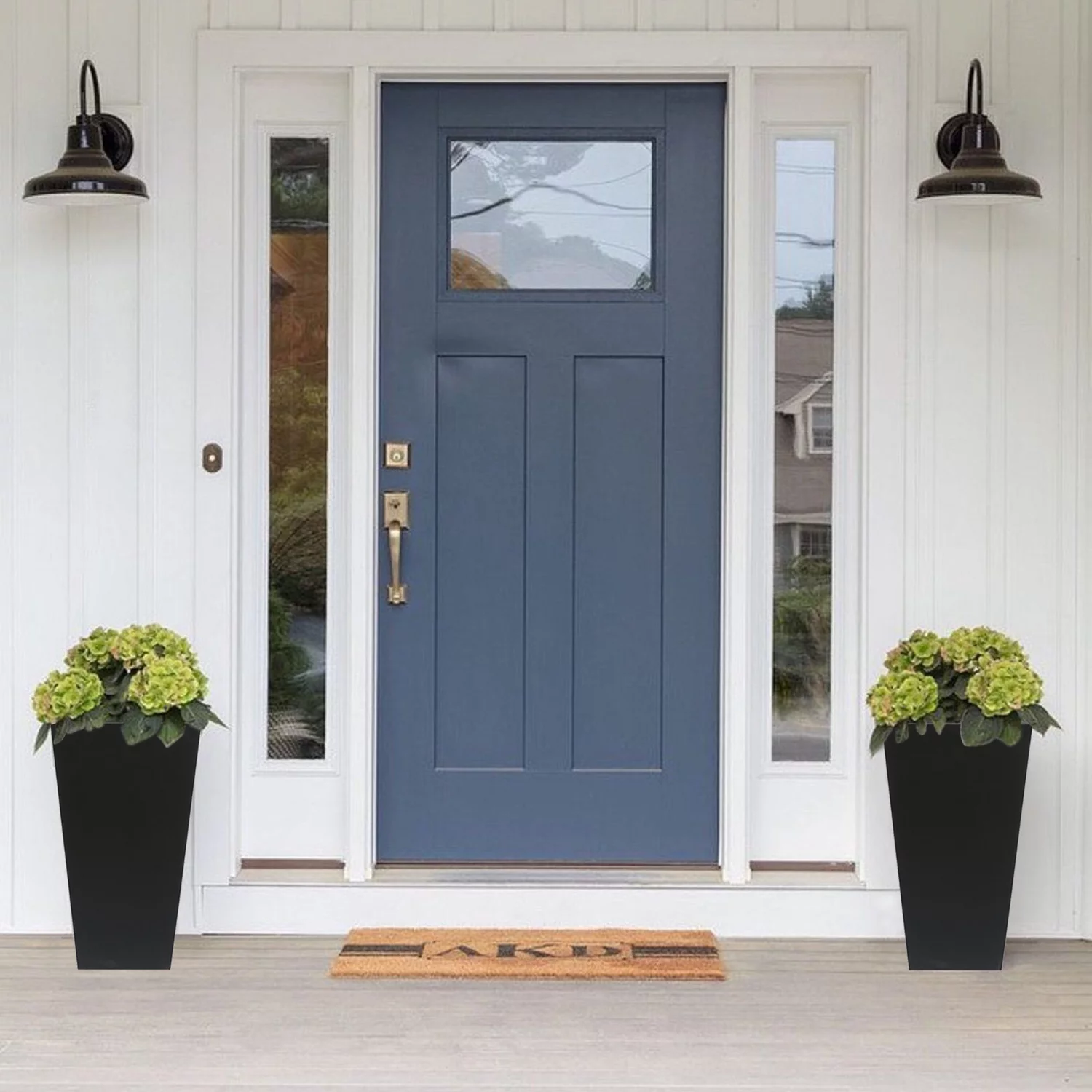 LuxenHome Black MgO 24.2in. H Tall Tapered Planter