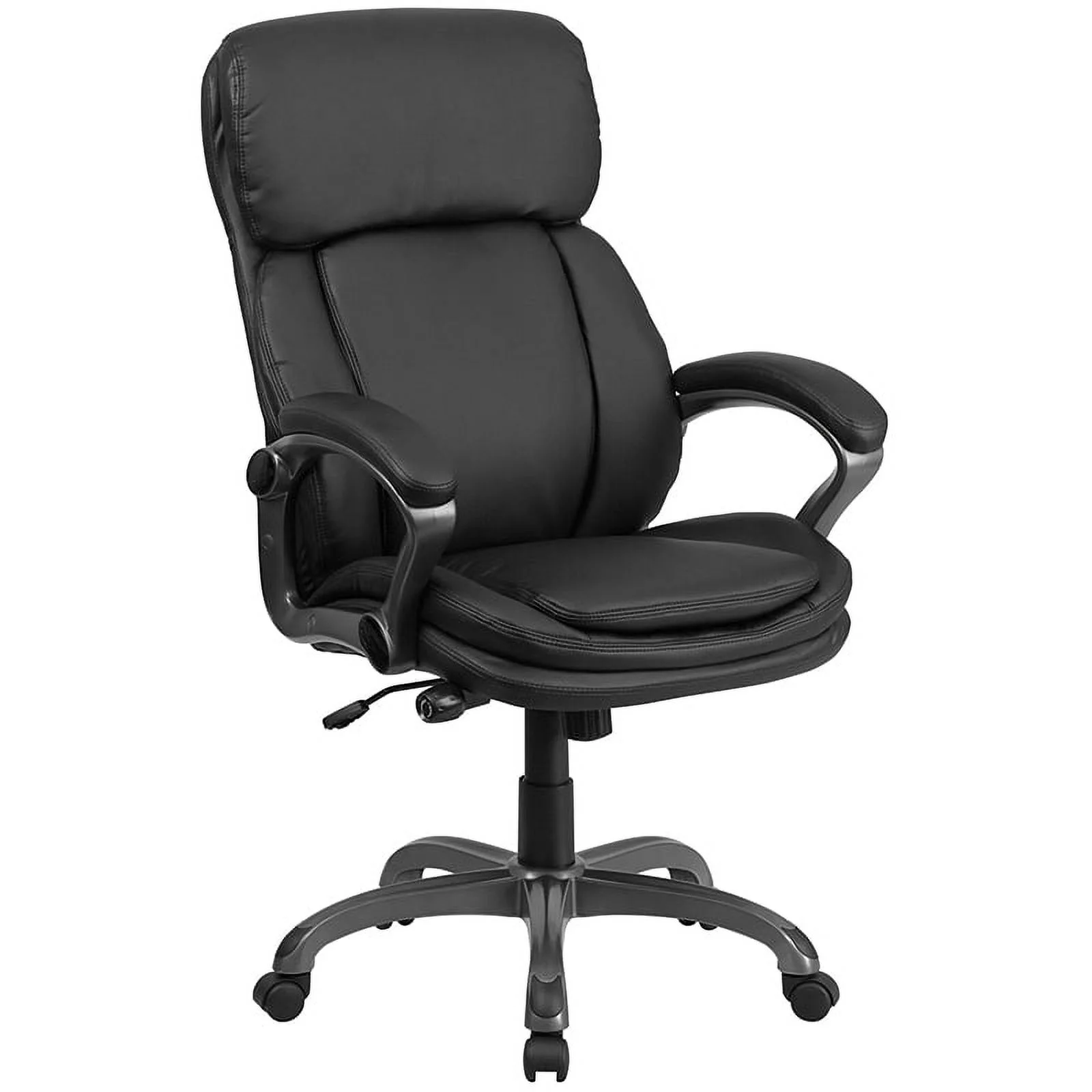 High Back Black LeatherSoft Swivel Ergonomic Office Chair, Lumbar Support & Arms