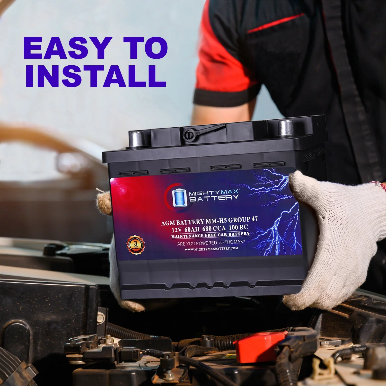 MM-H5 Group 47 12V 60AH 100RC 680CCA Replacement Battery Compatible with ACDelco 47 AGM