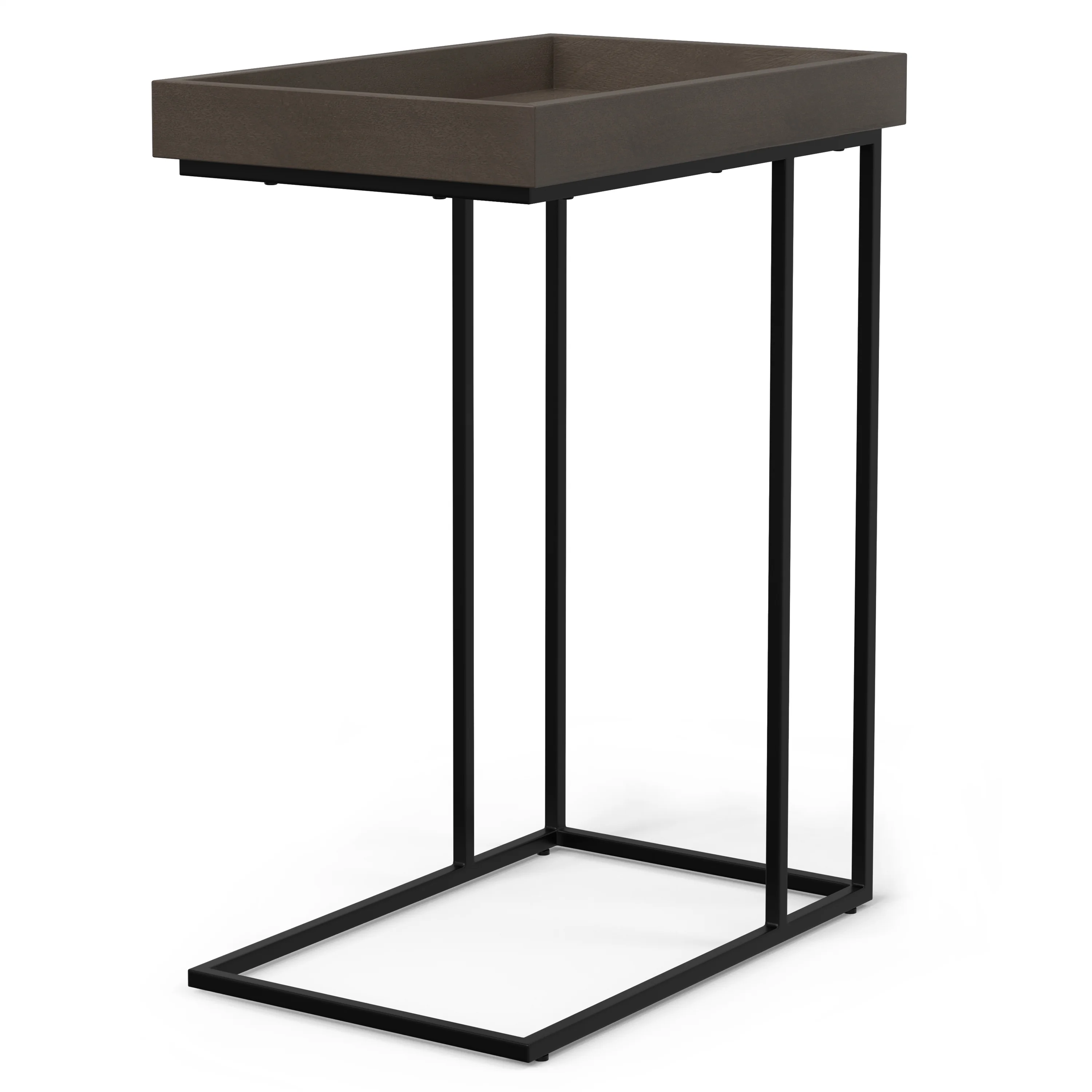 Simpli Home Gallagher SOLID MANGO WOOD and Metal 12 inch Wide Rectangle Industrial C Side Table in Walnut Brown, Fully Assembled
