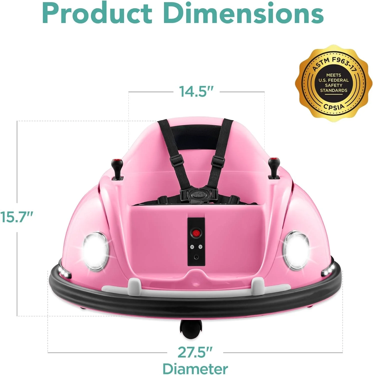 6V Electric Kids Ride On Bumpin Bumper Car, 1.5-6 Years Old, Parent Remote Control, 360 Degree Spin, Lights, Sounds - Pink