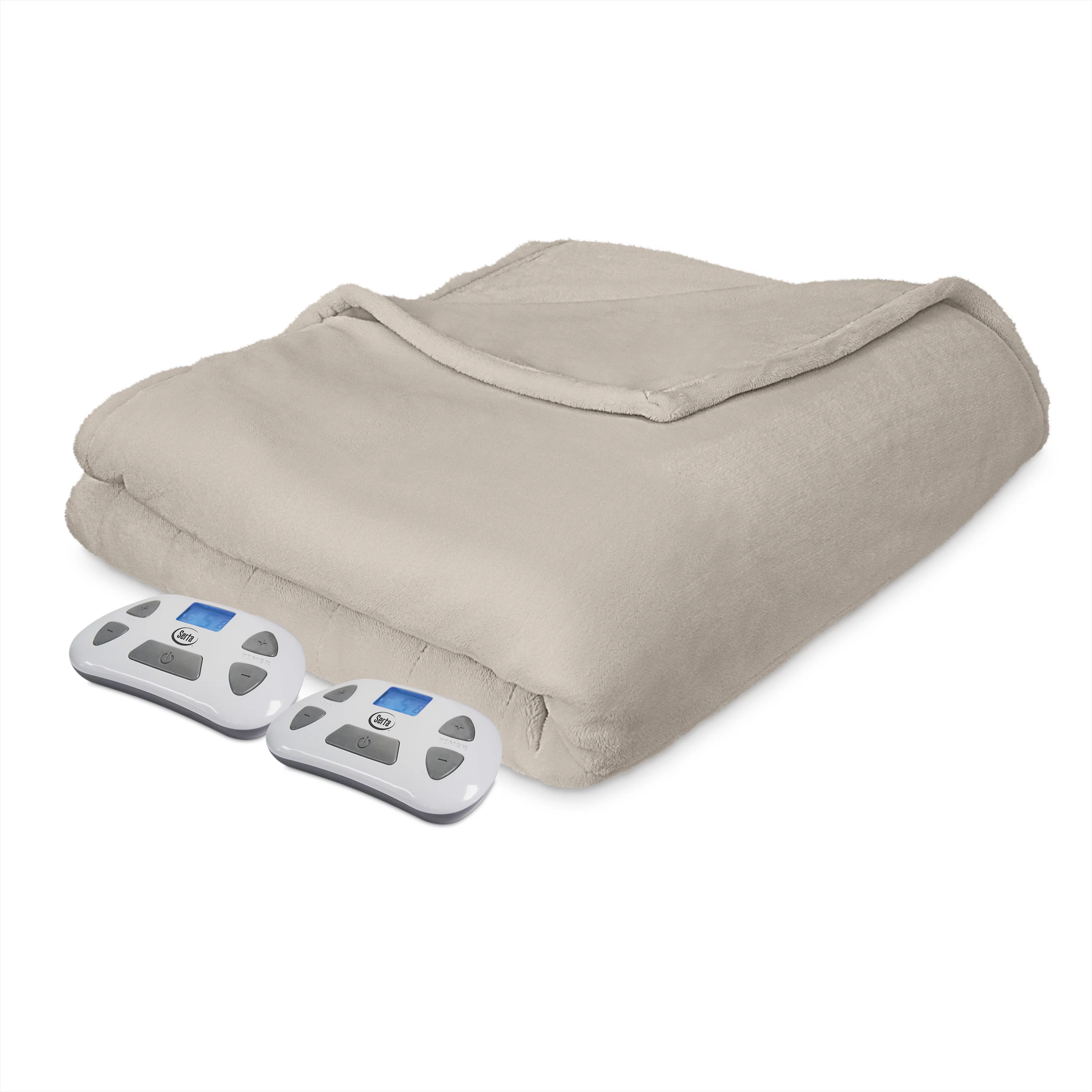 Serta Comfort Plush Electric Heated Blanket with programable digital controller, King, Beige