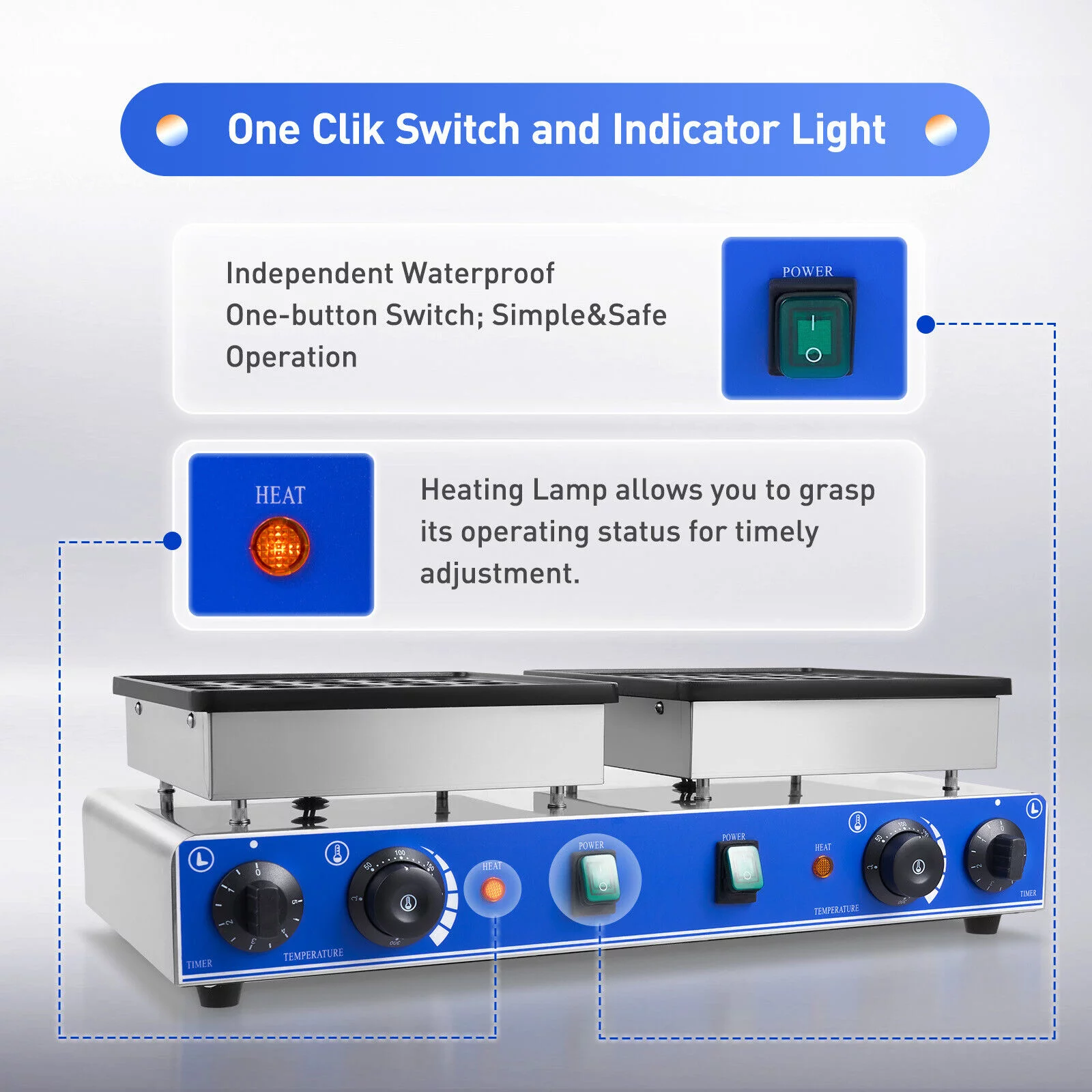 Miumaeov Commercial Waffle Maker Machine 50pcs 1.8'' Mini Dutch Pancakes Maker Nonstick Electric Waffle Baker