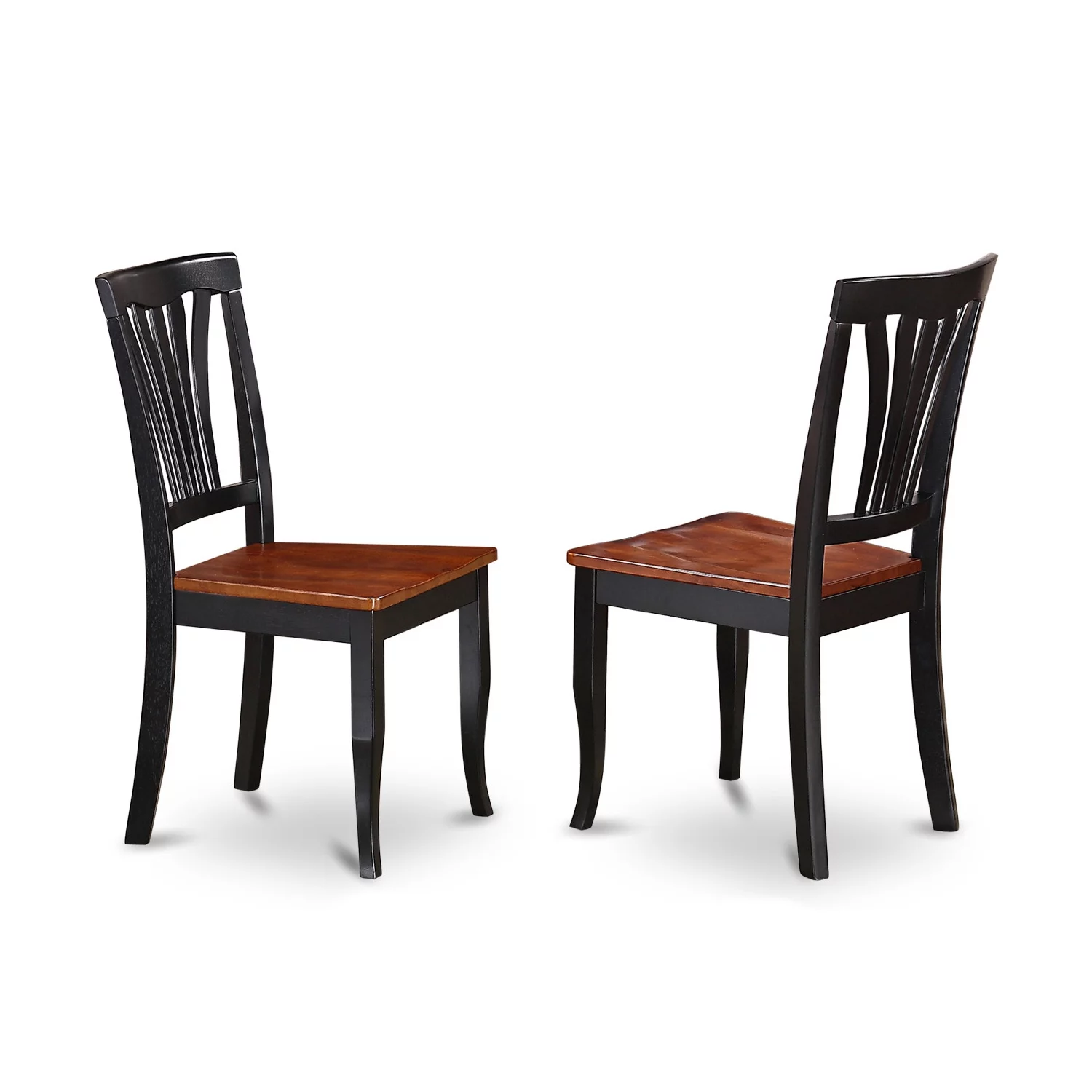 East West Furniture Weston 7-piece Dining Set with Wood Seat in Black/Cherry