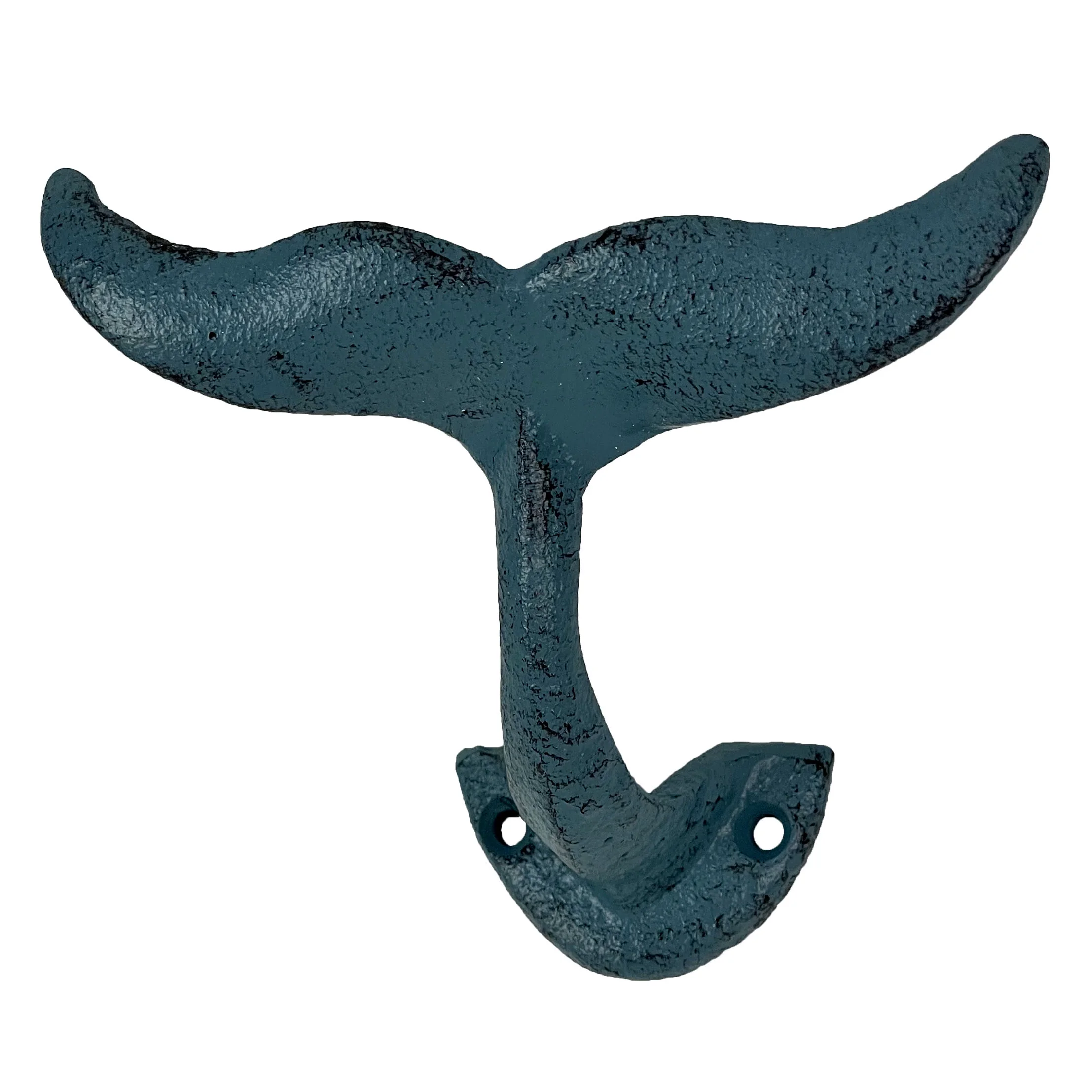 Zeckos Set of 3 Cast Iron Nautical Whale Tale Wall Hooks