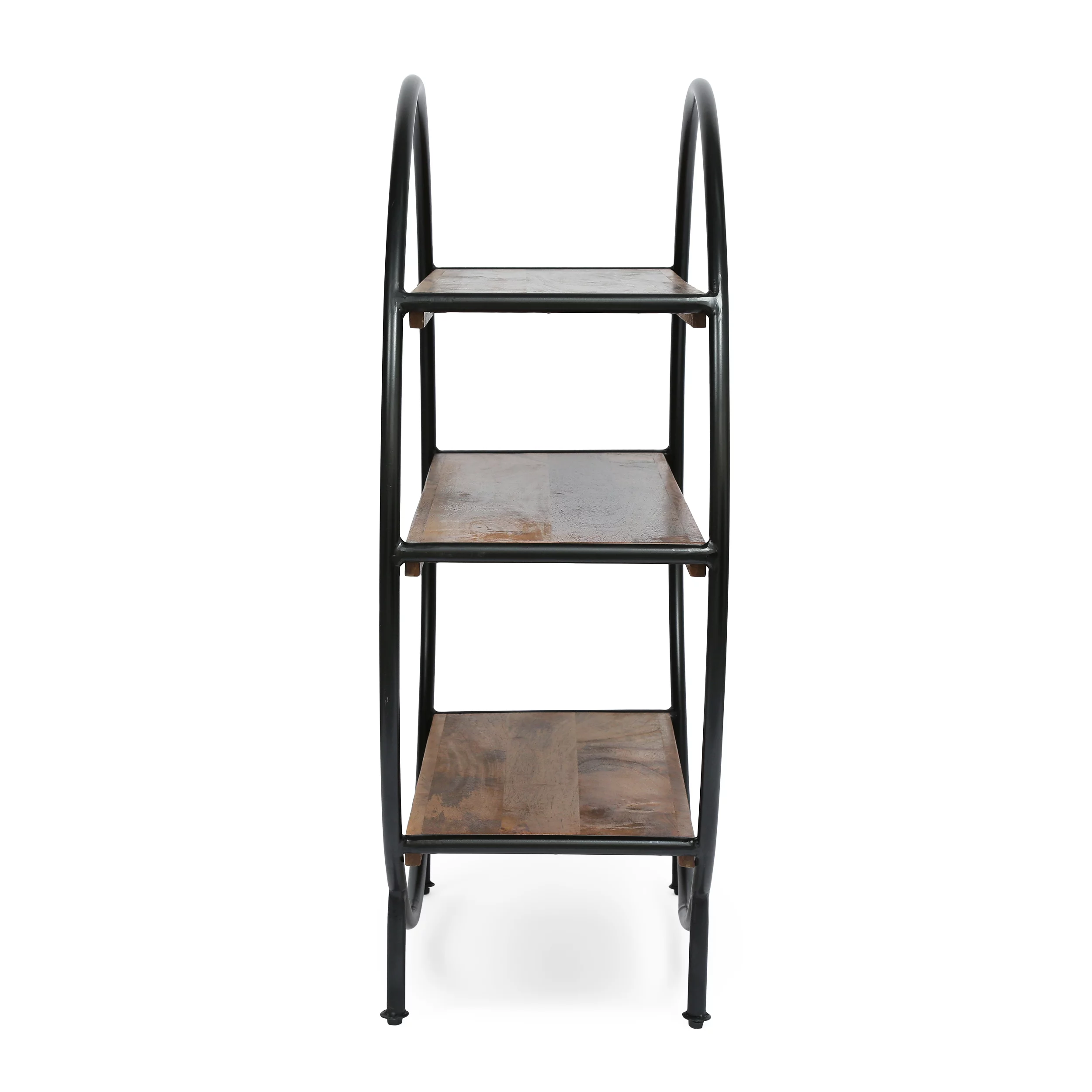 Noble House Arcola Mango Wood Handcrafted Circular Shelf, Natural and Black