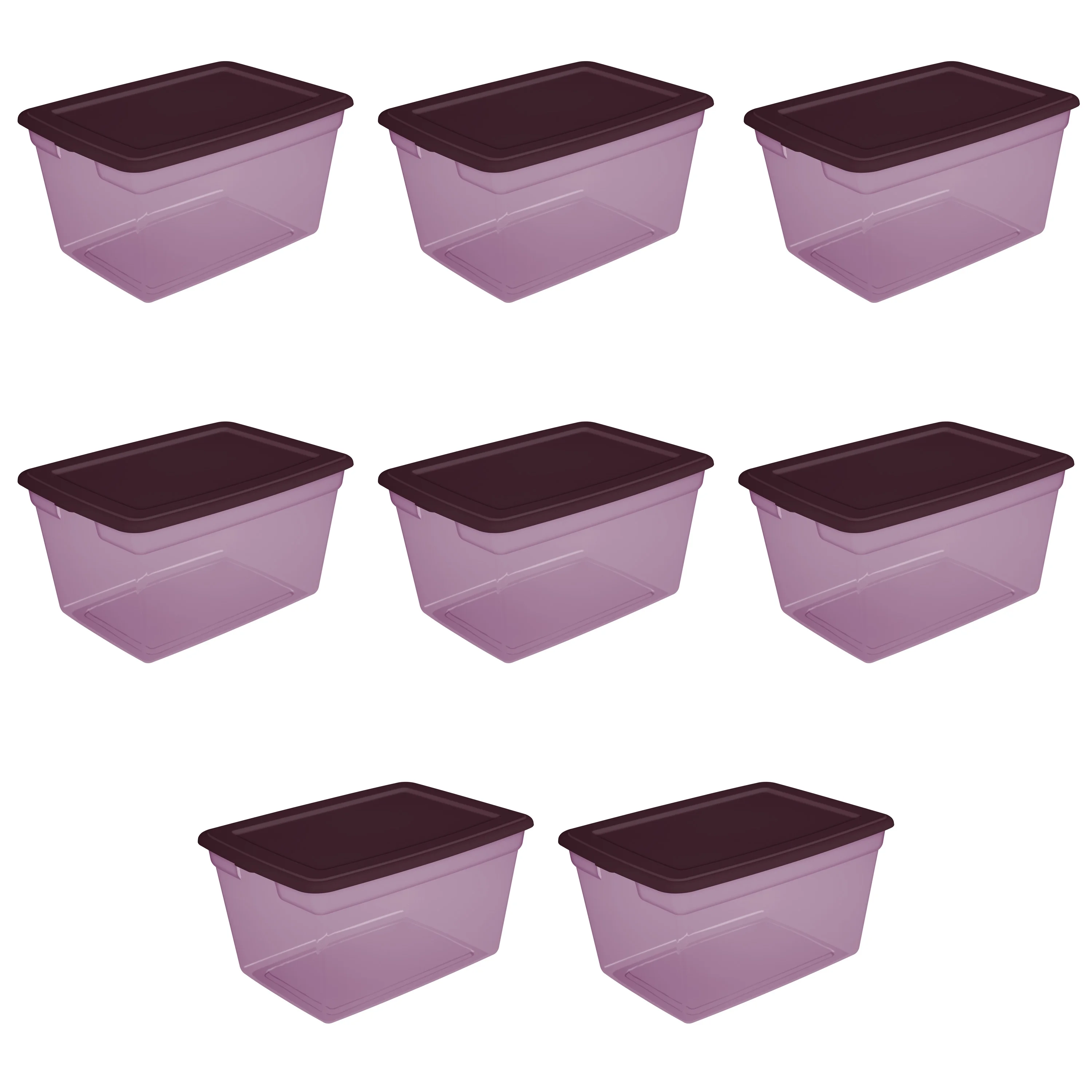 Sterilite Plastic 58 Qt. Storage Box Metropolis Burgundy Tint Set of 8