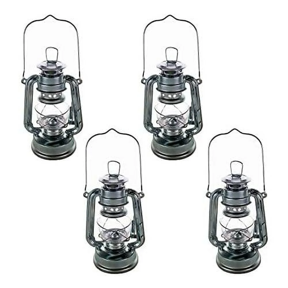 Silver Kerosene Oil Lantern Emergency Hanging Light / Lamp - 8 Inches (4)