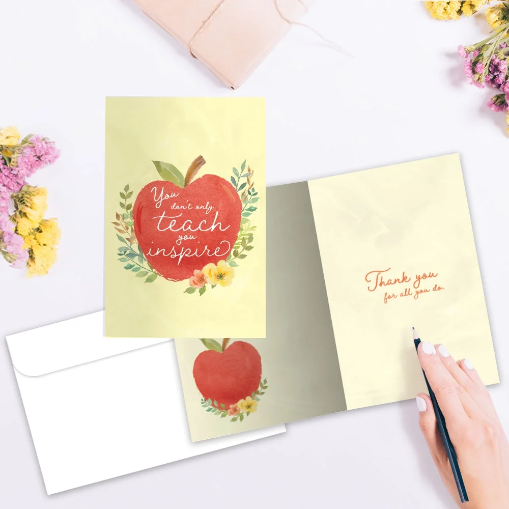 Tree-Free Greetings Teacher Appreciation Greeting Card 12 Pack, 100% Recycled Paper, 4x6, You Inspire (FS64681)