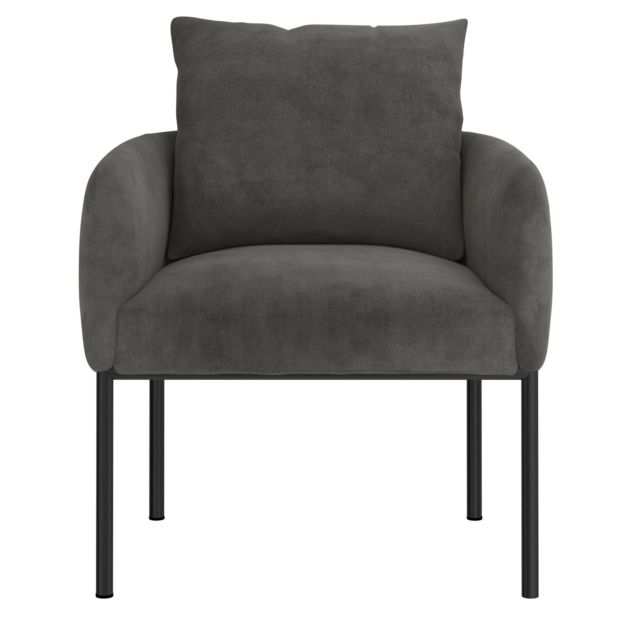 Modern Upholstered Accent Chair Tuxedo Arms Low Back Barrel Chair Charcoal