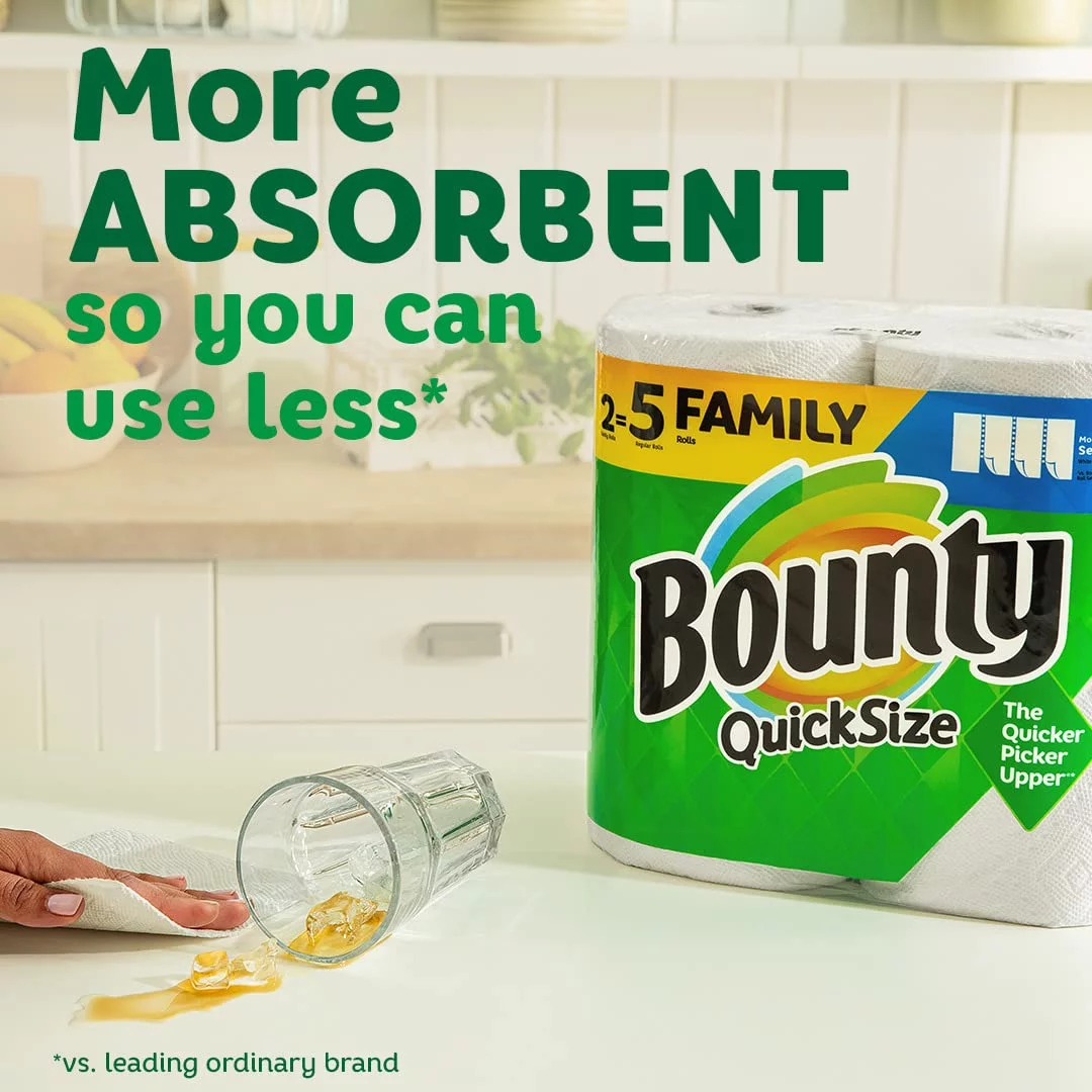 Bounty Select-A-Size Paper Towels - 2 Triple Rolls, Equivalent to 6 Regular Rolls - Ultra Absorbent and Versatile for Everyday Cleaning Needs