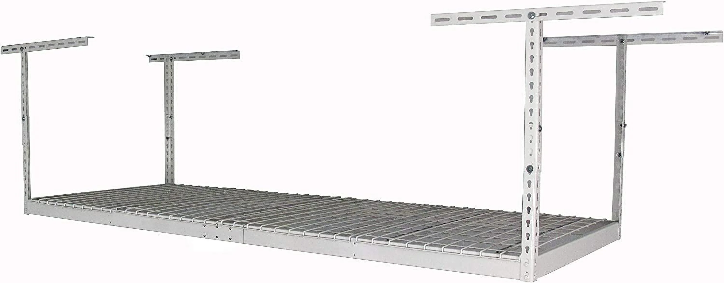 3X8 Overhead Garage Storage Rack - Height Adjustable Steel Overhead Storage Rack - 500 Pound Weight Capacity (White, 24