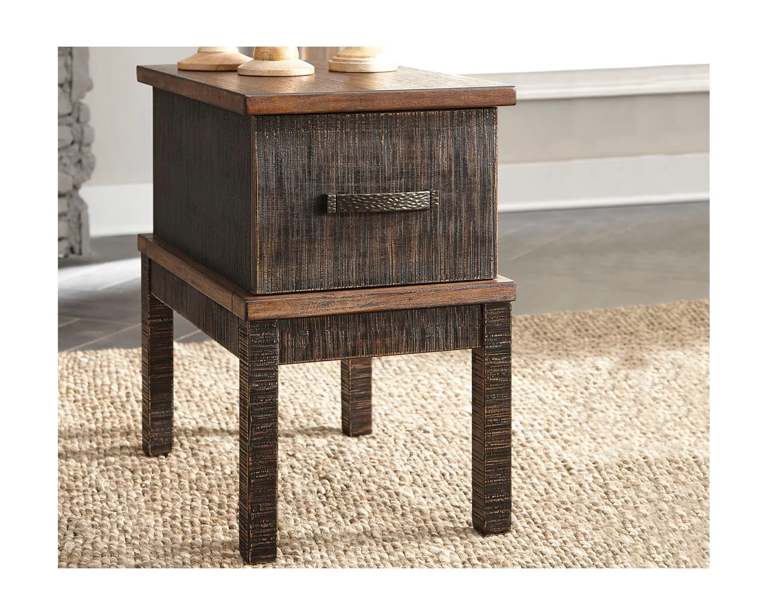 Signature Design by Ashley Casual Stanah Chairside End Table with USB Ports & Outlets Two-tone
