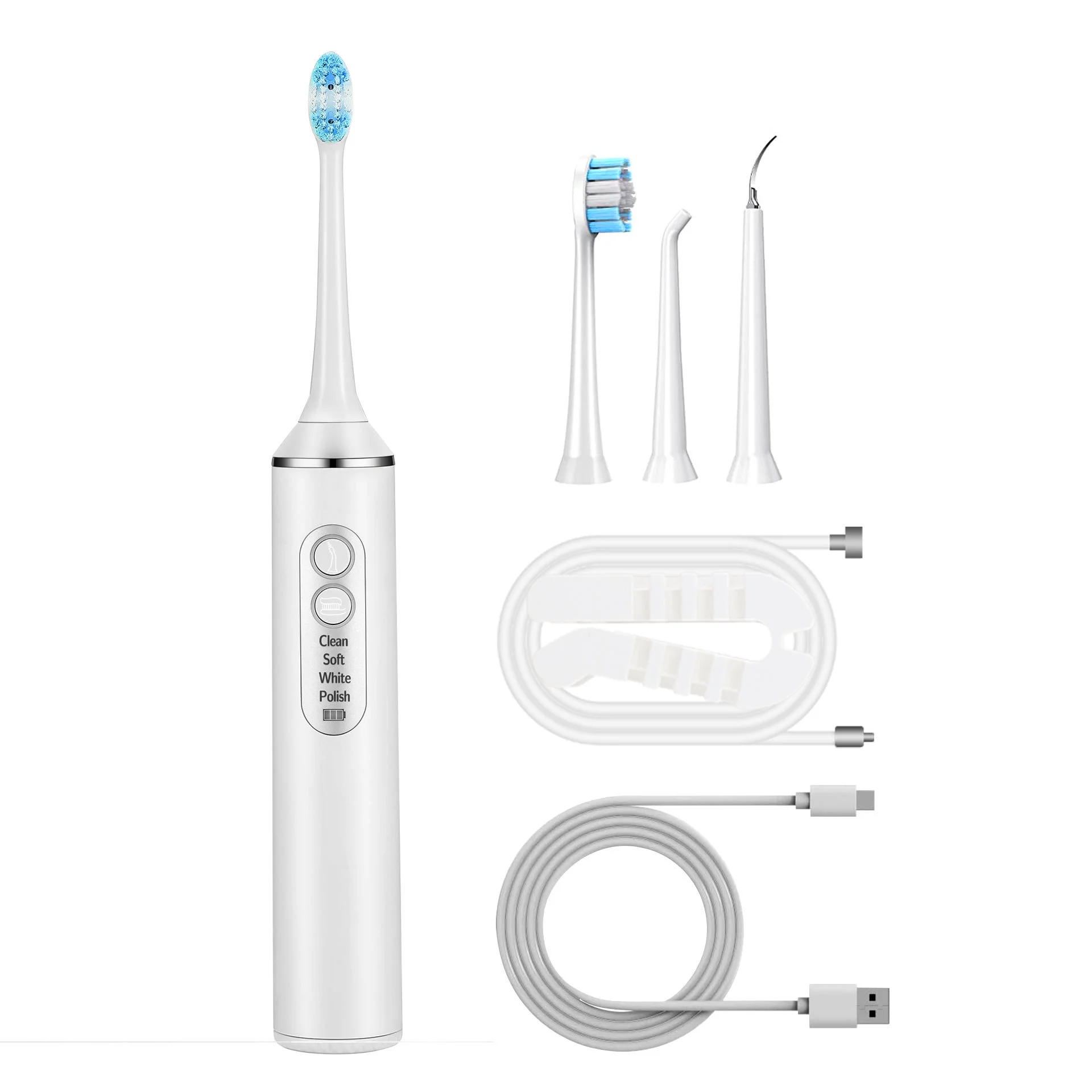 Electric Toothbrush with Water Flosser Combo, 3 in 1 Ultrasonic Toothbrush & Dental Oral Irrigator & Tooth Cleaner with 4 Modes, One Switch from Sonic Brushing to Water Flossing for Home Travel