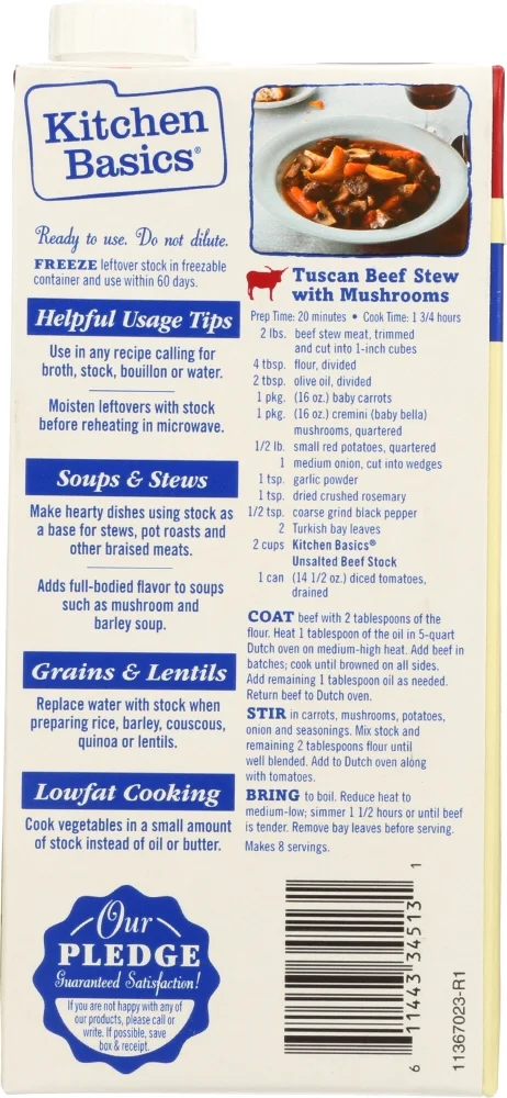 Kitchen Basics Stock Beef Unsalted, 32 Fl Oz