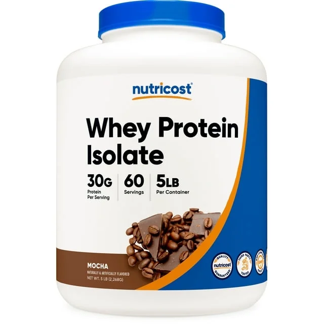 Nutricost Whey Protein Isolate Powder (Mocha) 5LBS - Non-GMO & Gluten Free