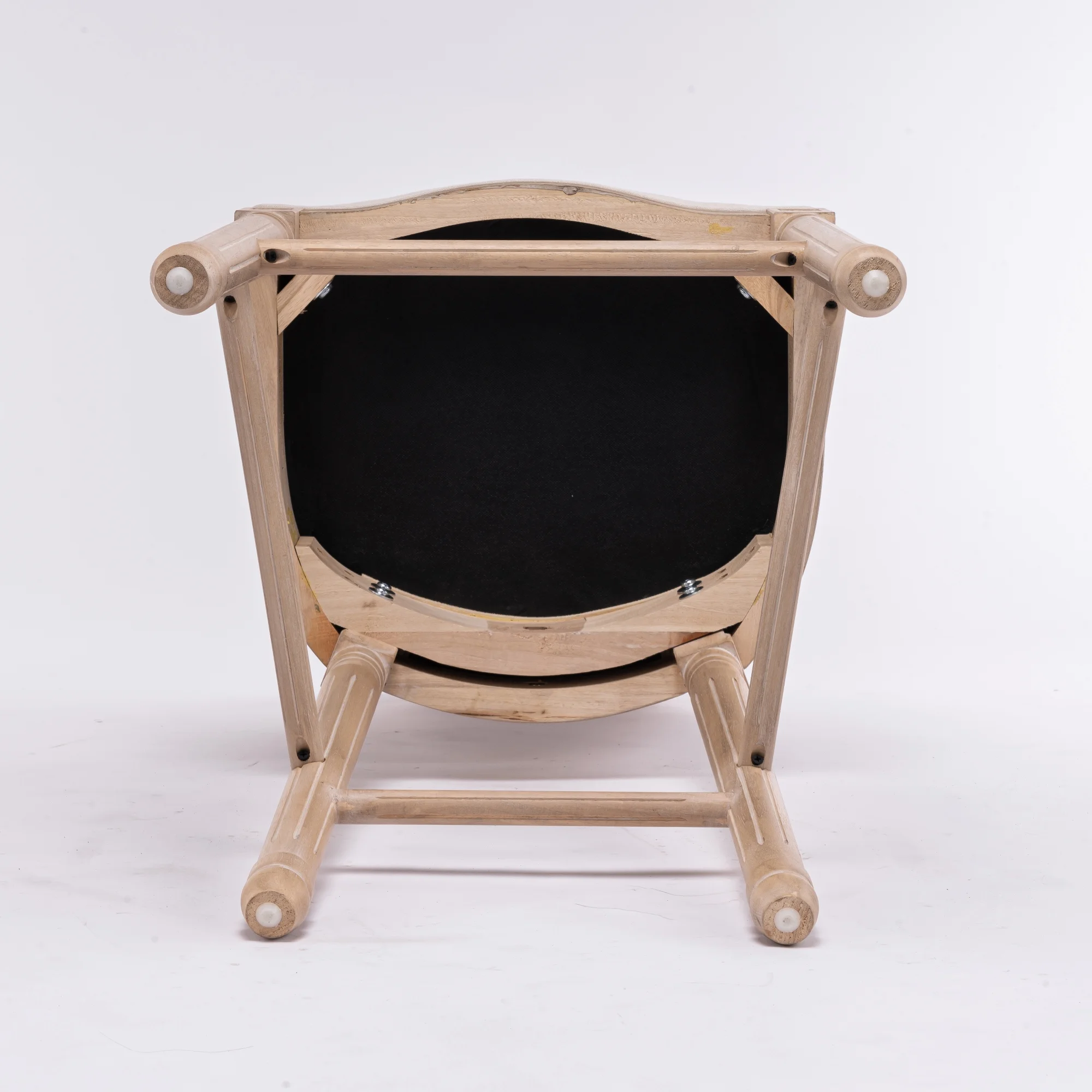 French Style Solid Wood Frame Antique Painting Linen Fabric Square Rattan Back Dining Chair,Set of 2,Cream