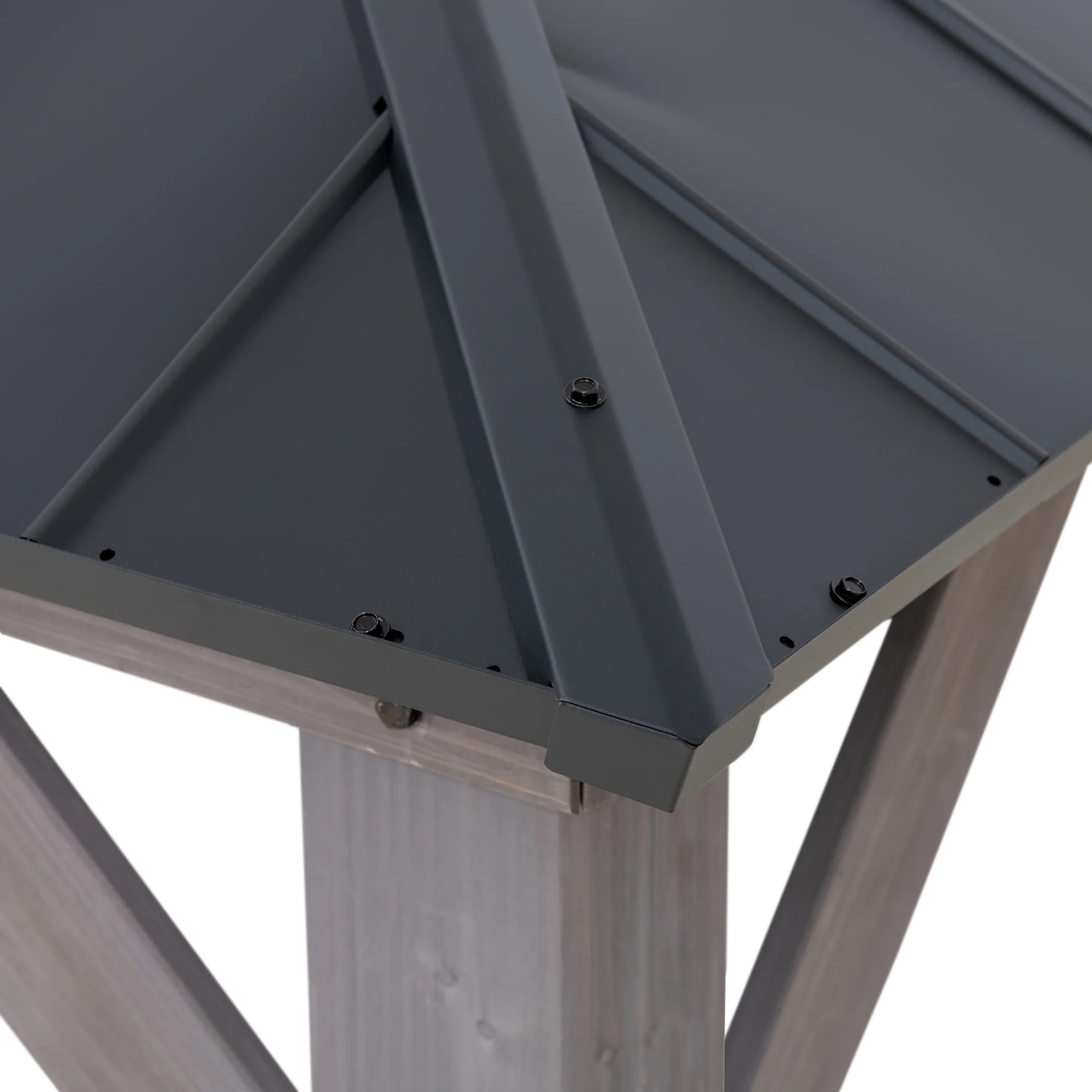 Sunjoy 13 ft. x 15 ft. Cedar Framed Gazebo with Black Steel and Polycarbonate Hip Roof Hardtop